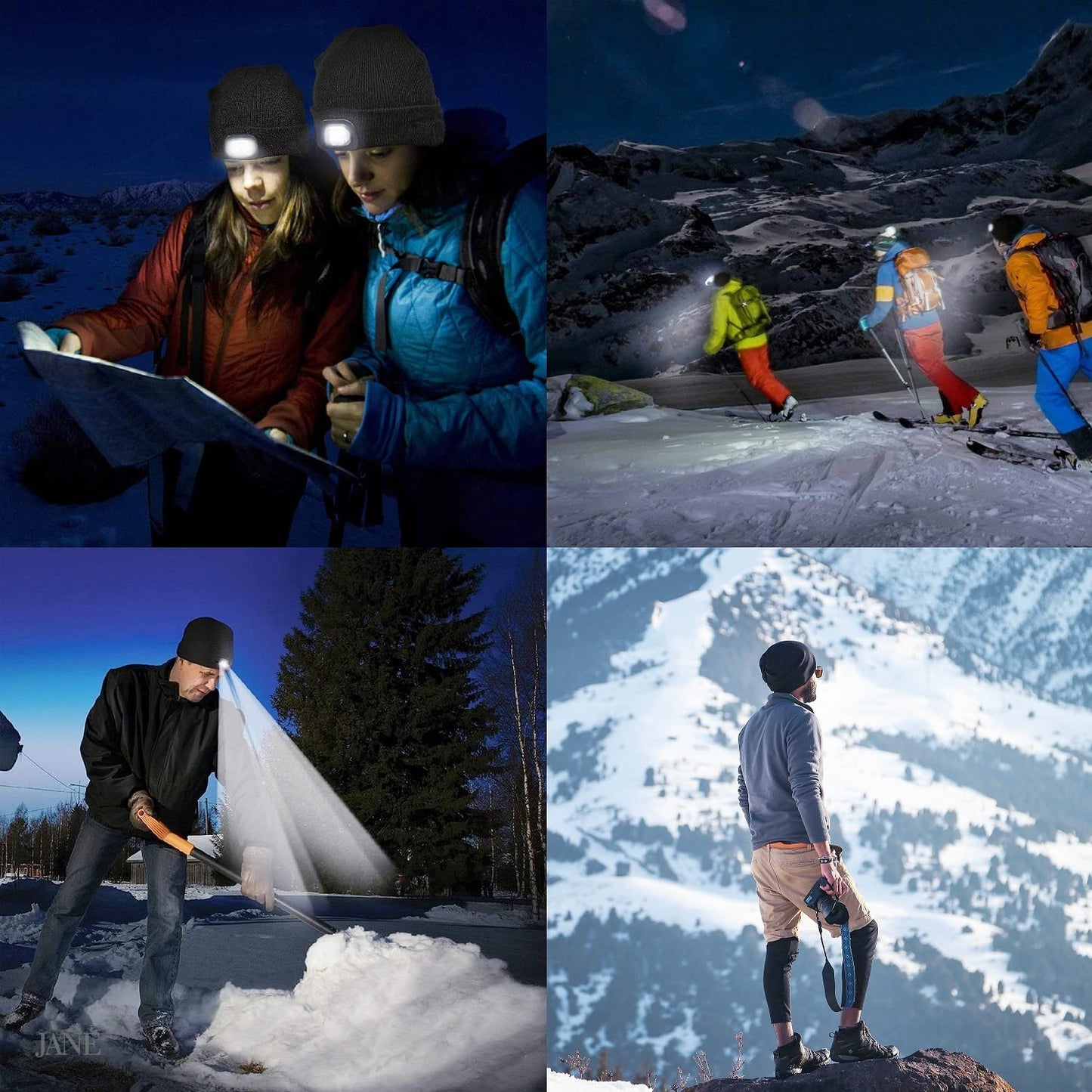 Bosttor LED Beanie Hat with Light 2 Pack, Rechargeable Headlamp Cap, Unisex Winter Warm Knitted Hats, Headlight Flashlight for Running Hiking Camping,Tech Gifts for Men Women Teens