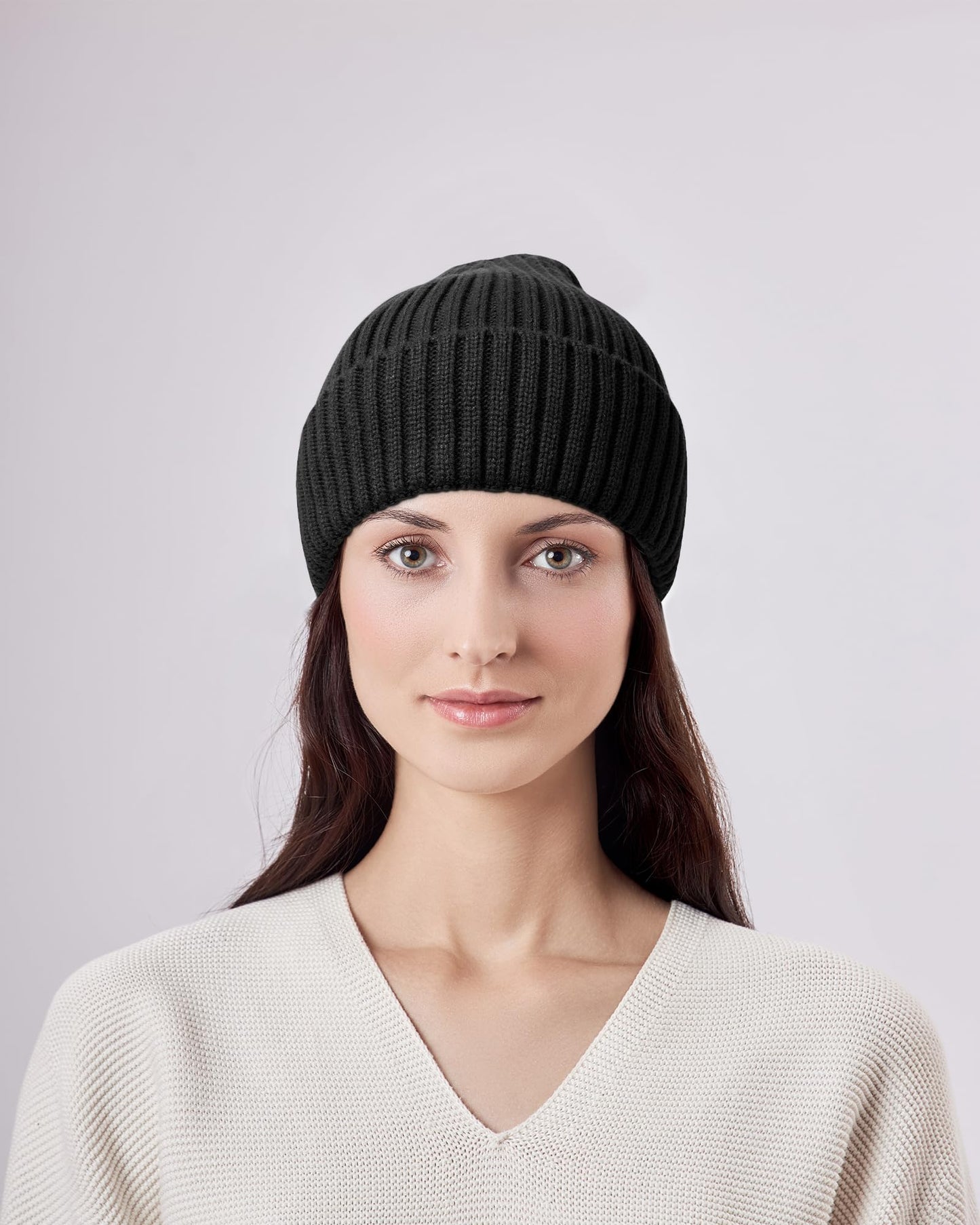LiuSuper Satin Lined Beanie for Women Men, Winter Hats for Women, Slouchy Silk Lined Beanie, Warm Unisex Cuffed Beanie Rose
