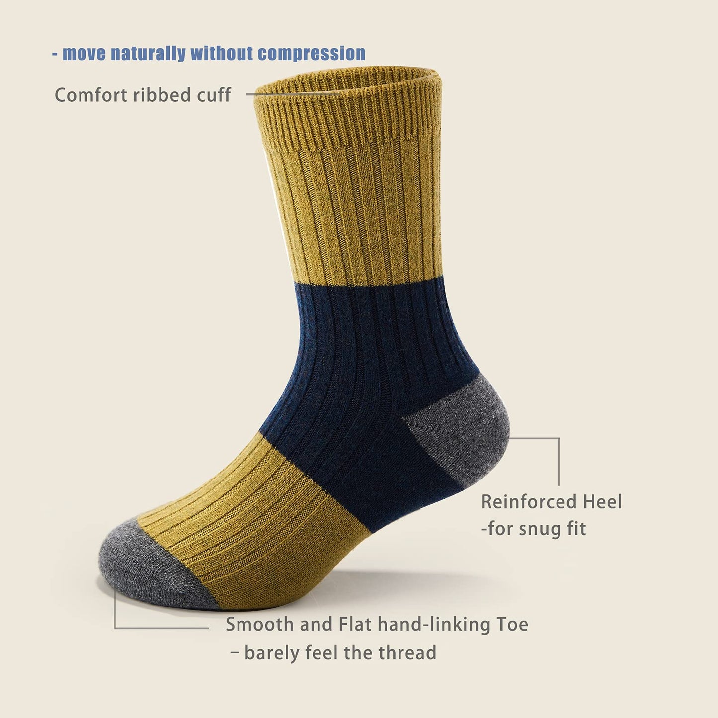 Big Boys Wool Socks Kids Warm Socks Winter Thermal Crew Socks 6 Pack 8-10 Years