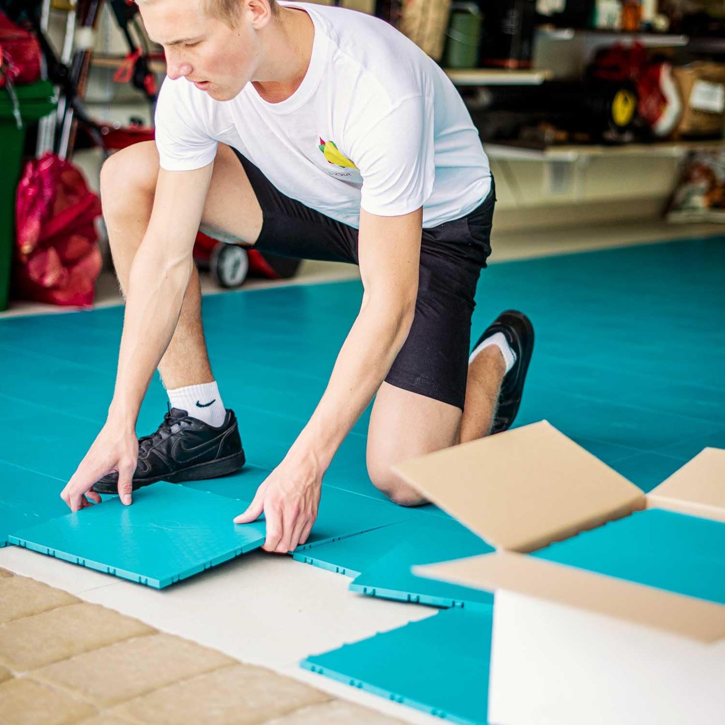 InOut Flooring 15 Grey Tiles - High Durability Colored Flooring Tiles - Interlocking Versatile Training Surface - Roller Skate Indoor&Outdoor, Dance Floor Tiles, Basketball Tiles, Multi Sports Floor