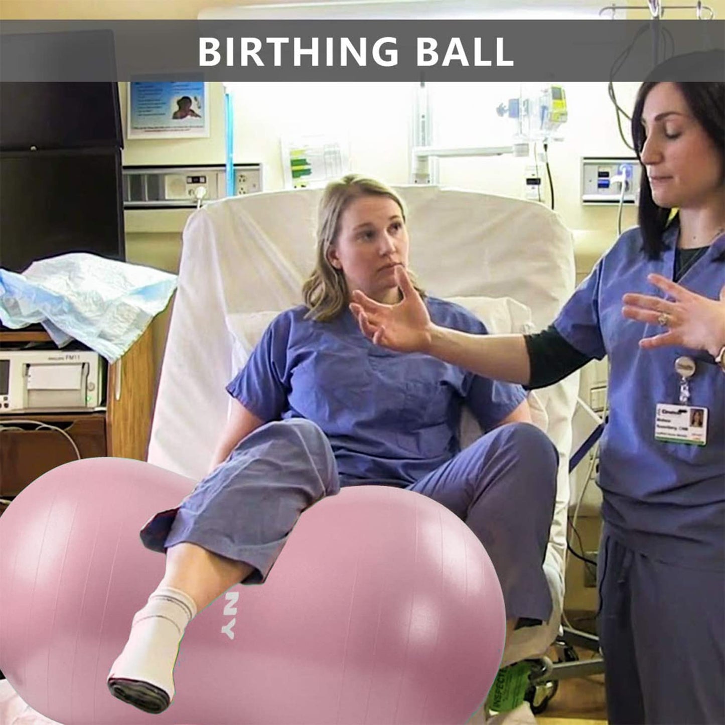 INPANY Peanut Ball - Anti Burst Exercise Ball for Labor Birthing, Physical Therapy for Kids, Core Strength, Home & Gym Fintness (Include Pump) Pink