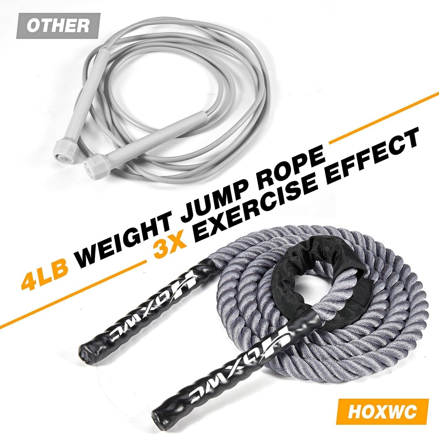 Jump Rope, 4LB Heavy Skipping Rope for Exercise, Workout Jumping Rope for Women & Men, Skipping Thick Rope For Gym Training, Home Workout, Aerobic Exercise