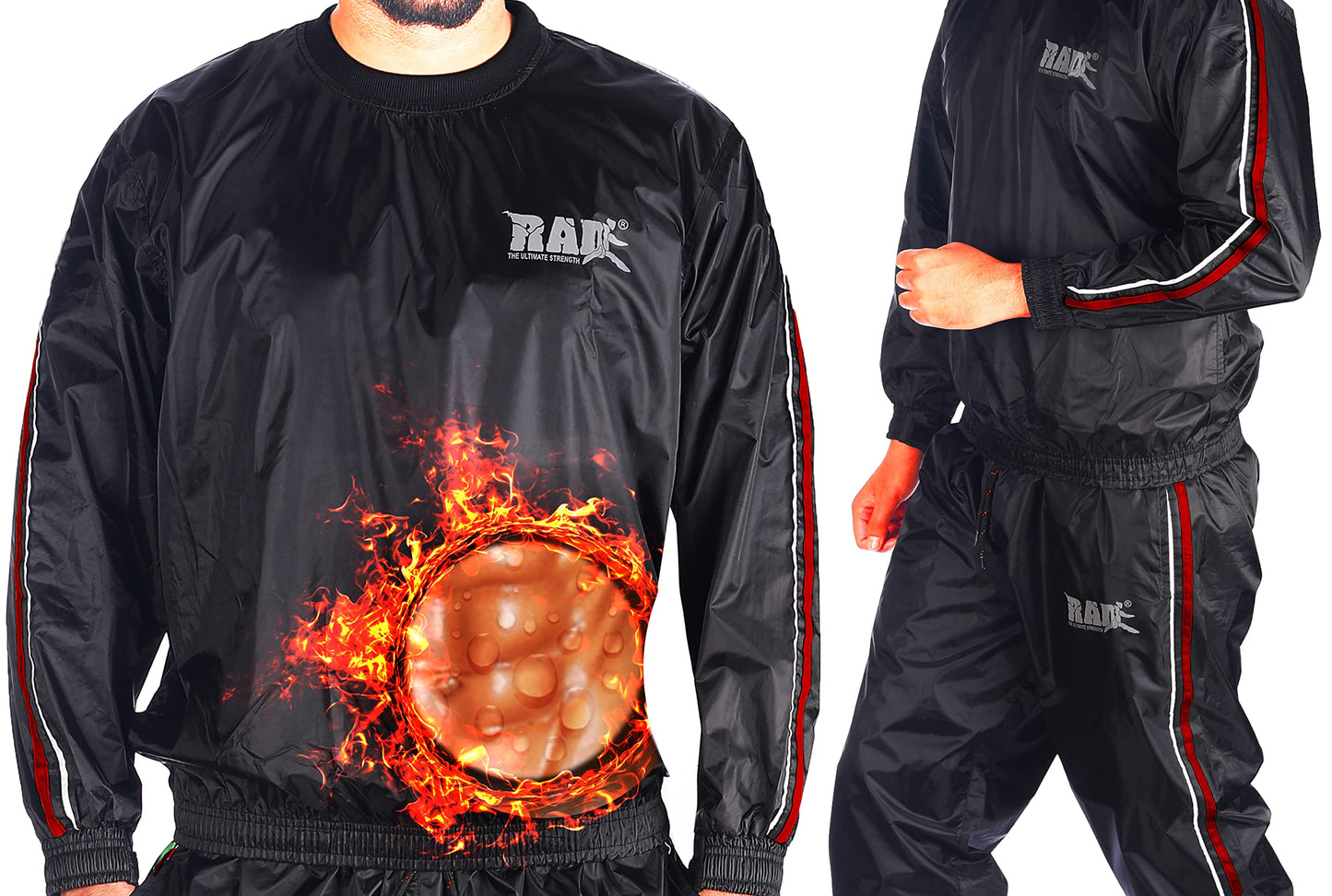 RAD Sauna Suit for men & women weight loss - Workout Sweat Suits - Fat Burning Suit - Boost Fat Burn (Red, Medium)