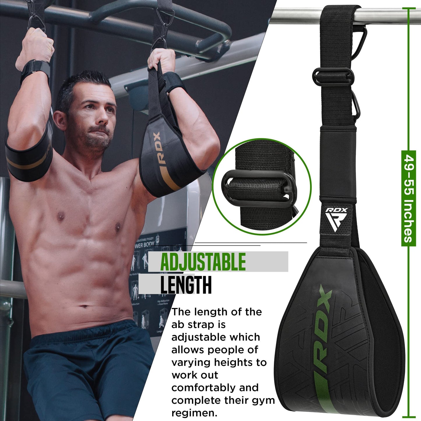 RDX AB Straps for Pull Up Bar Hanging (Pair), Maya Hide Leather, Abdominal Muscle Building Padded Arm Support Slings with D-Ring Strap, Leg Raise Exercise Fitness Workout Strength Training, Men Women