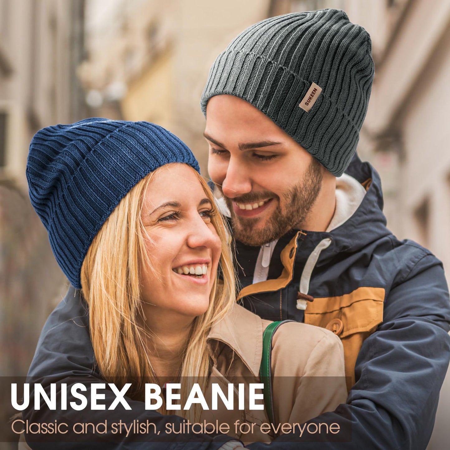 Sukeen Winter Beanie for Men Women Fleece Lined Soft Warm Cuffed Knit Hat Anti-Seepage Skull Cap for Cold Weather Navy Blue