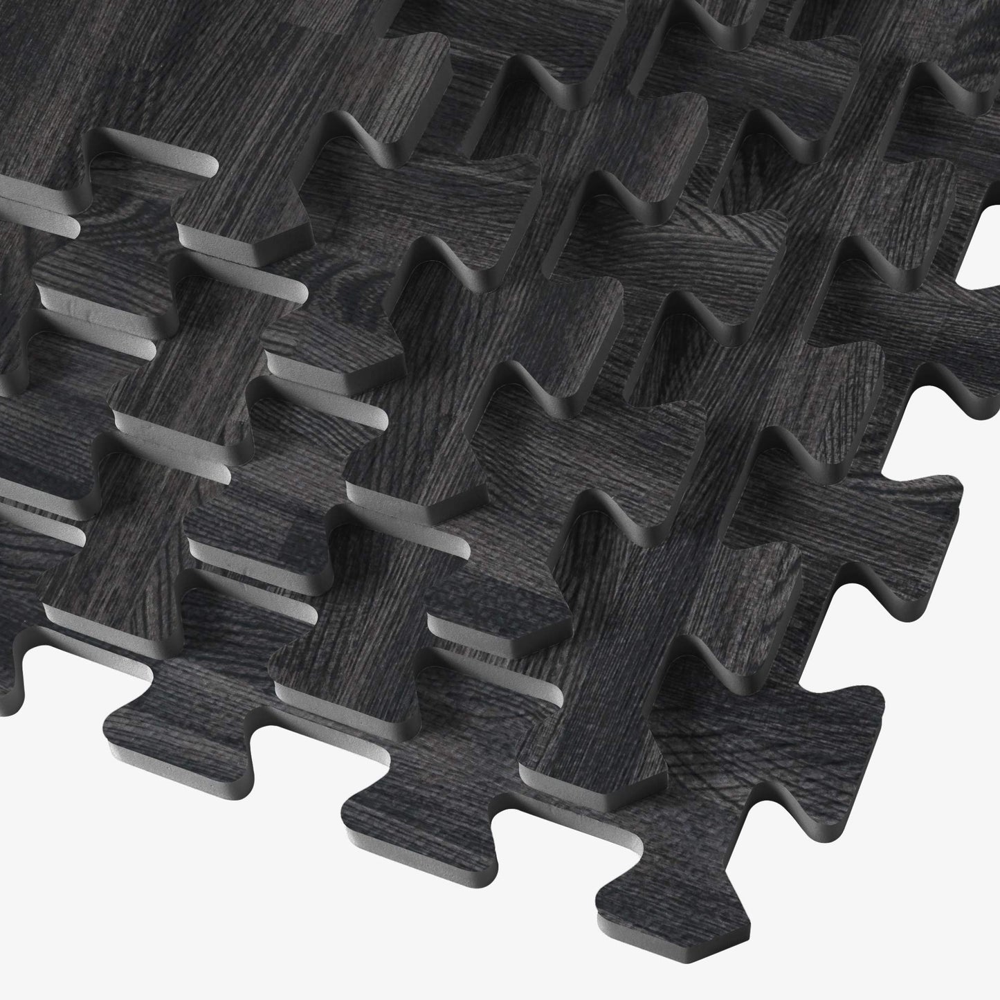 Forest Floor 3/8 Inch Thick Printed Foam Tiles, Premium Wood Grain Interlocking Foam Floor Mats, Anti-Fatigue Flooring – Stylish Flooring Solution, Carbon, 24 Sq Ft