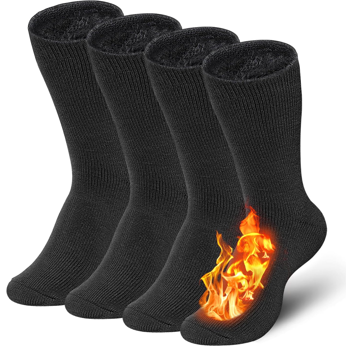 Bymore 2 Pairs Thermal Socks for Men,Heated Socks for Women, Warm Thick Winter Socks Insulated Cold Weather(Black,4-10)