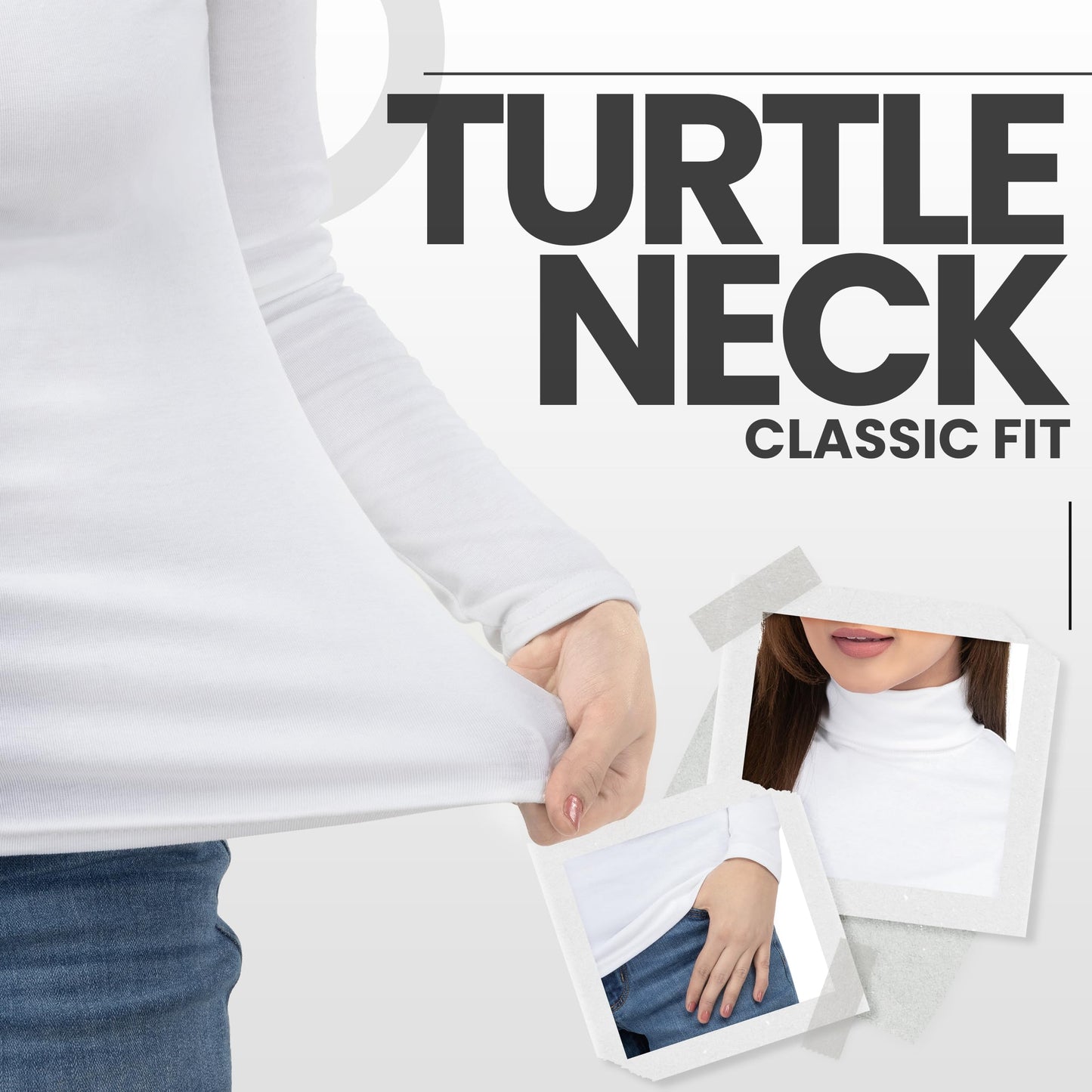 NY Threads Women's Turtleneck Long Sleeve Shirt Slim Fit Thermal Base Layer Tops 1 Pack, Large, White