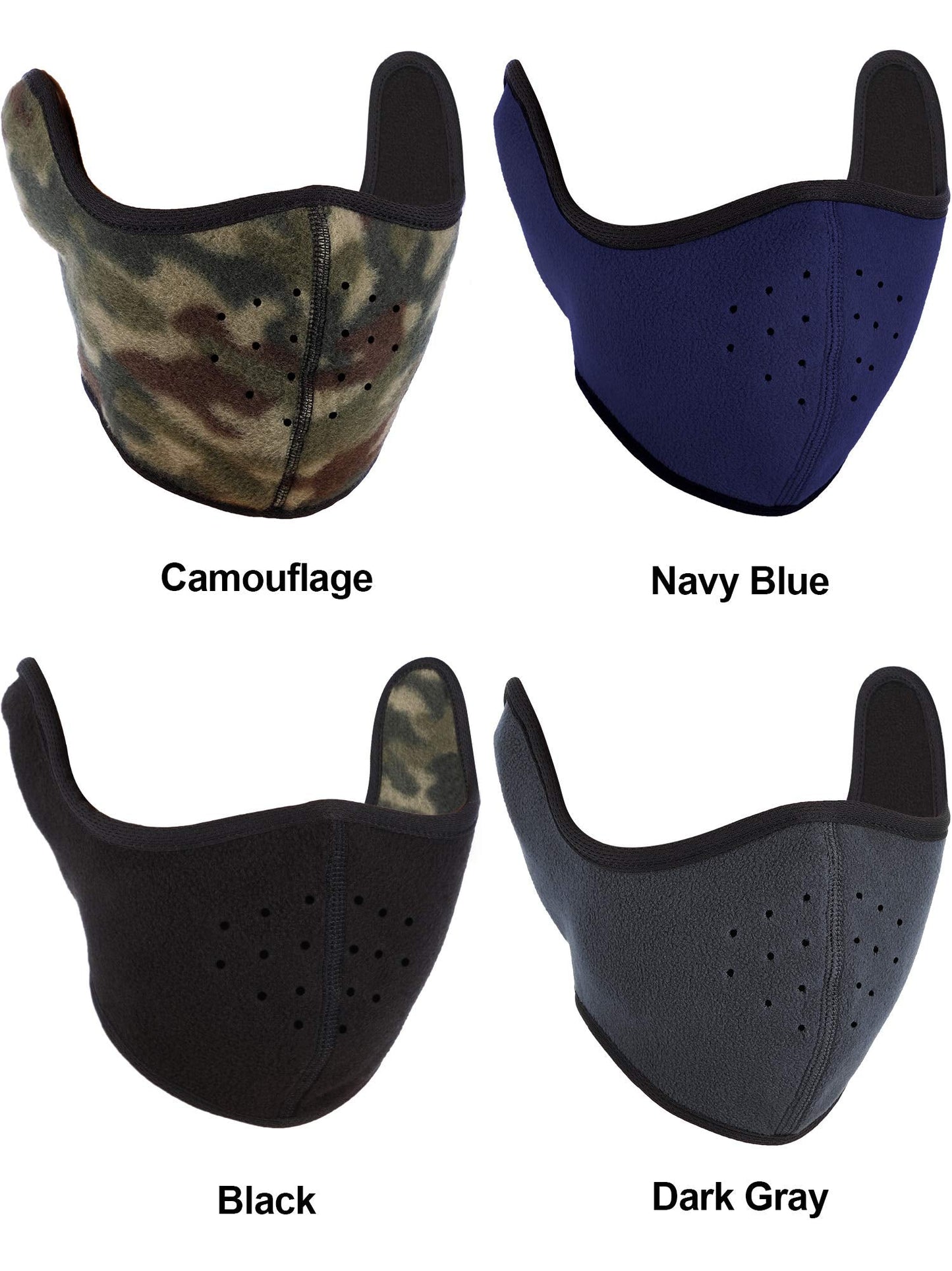 Zhehao 3 Pieces Winter Mask Windproof Ski Face Mask Half Face Mouth Warmer for Ski Bicycle Cycling Motorcycle (Black, Dark Grey, Navy Blue)