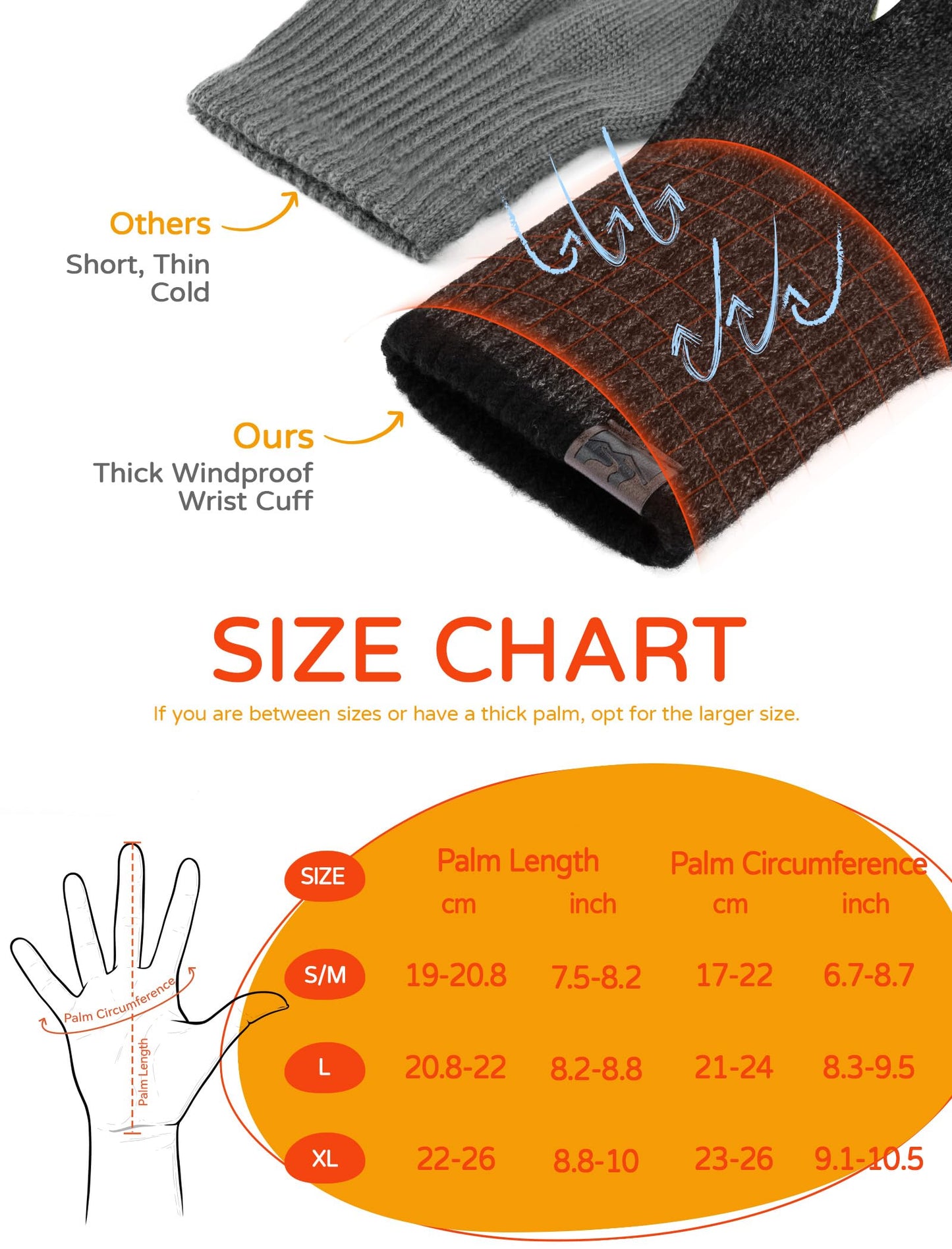 SONORAN Merino Wool Gloves for Men & Women, Touch Screen Liner Gloves Base Layer Warm Gloves with Thermal Soft Knit Lining Glove for Driving Running Hiking S/M (Black Gray)