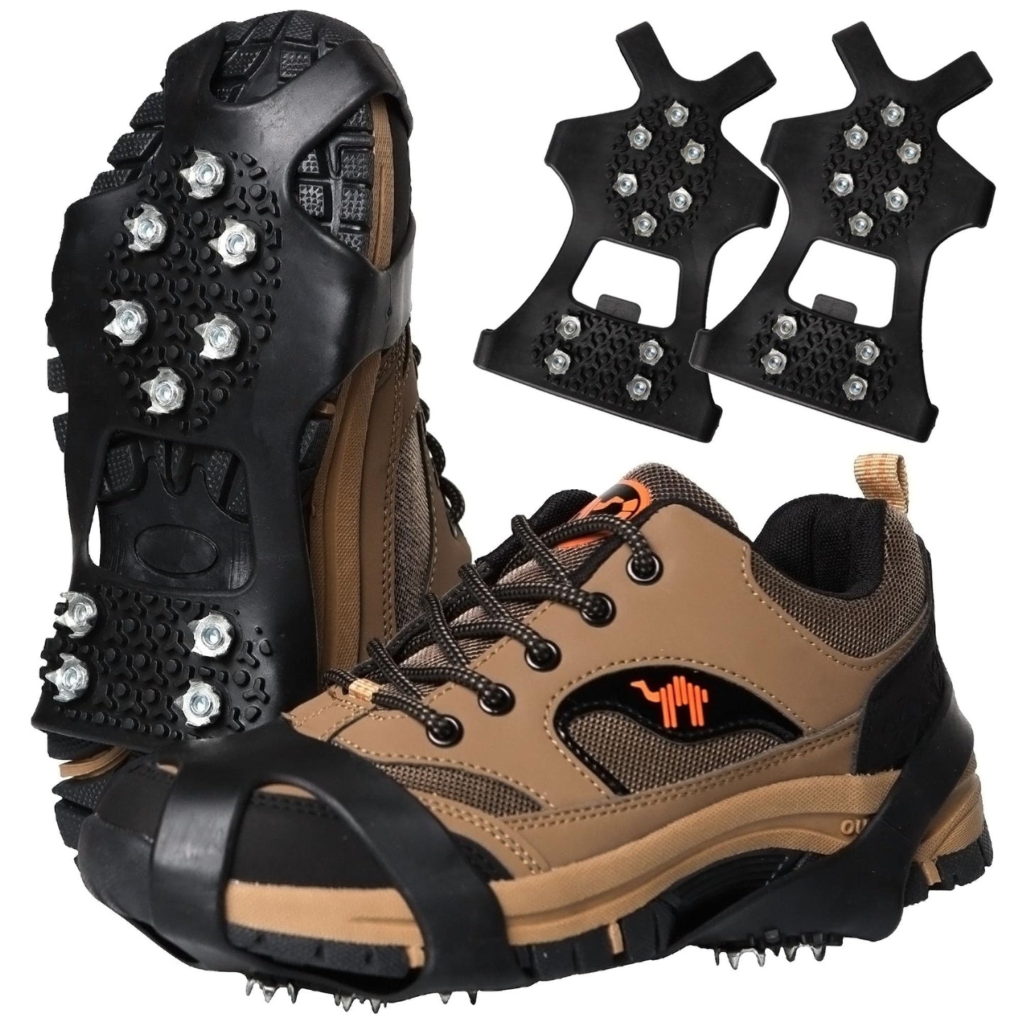 Ice Cleats Snow Traction Cleats Crampons for Shoes and Boots Non-Slip Overshoe Crampons for Women Men Walking on Snow and Ice(L)
