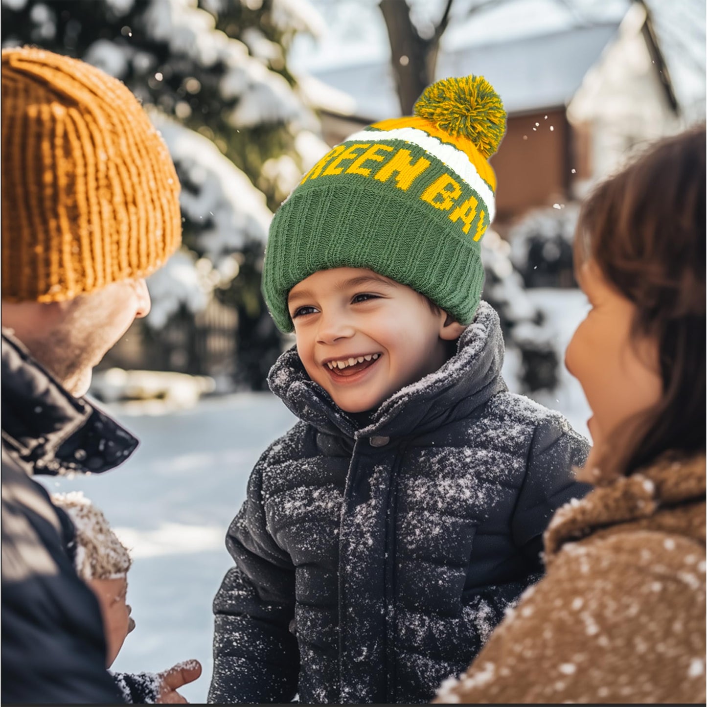 Ofxxu Football Team City Beanie 2024 Fashion Knit Sideline Pom-Pom Hat Soft Headwear Color Cuffed Knit Warm Hat Winter Hat Sport Fans Gift