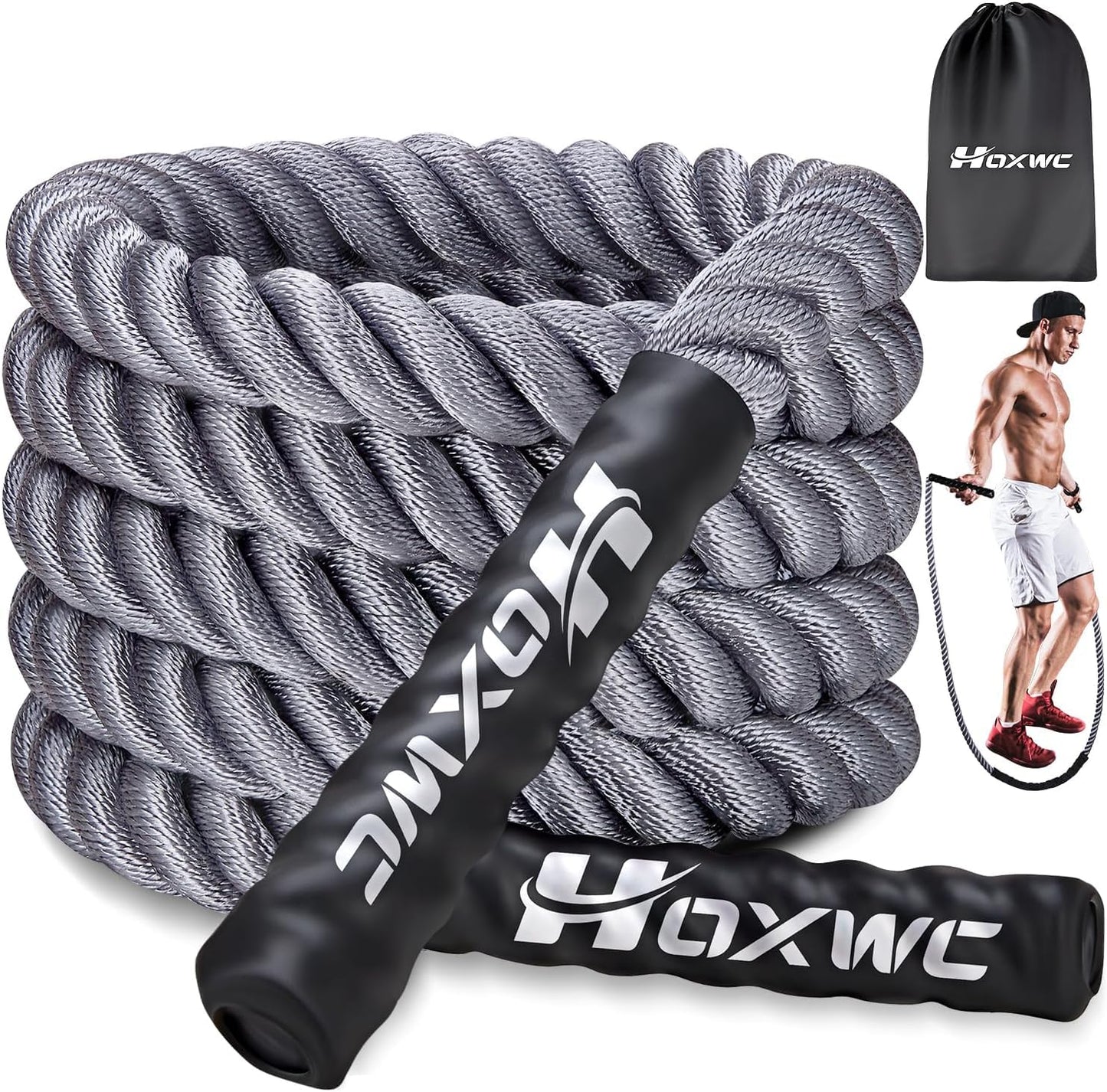 Jump Rope, 4LB Heavy Skipping Rope for Exercise, Workout Jumping Rope for Women & Men, Skipping Thick Rope For Gym Training, Home Workout, Aerobic Exercise
