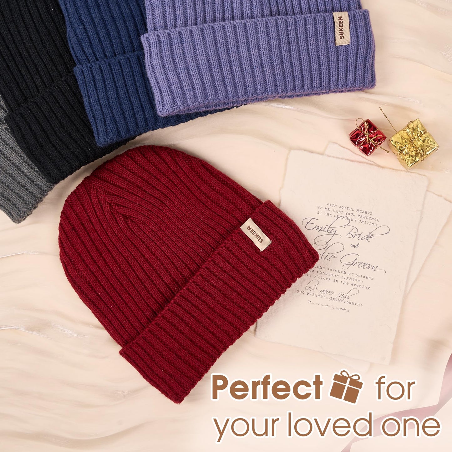 Sukeen Winter Beanie for Men Women Fleece Lined Soft Warm Cuffed Knit Hat Anti-Seepage Skull Cap for Cold Weather Navy Blue