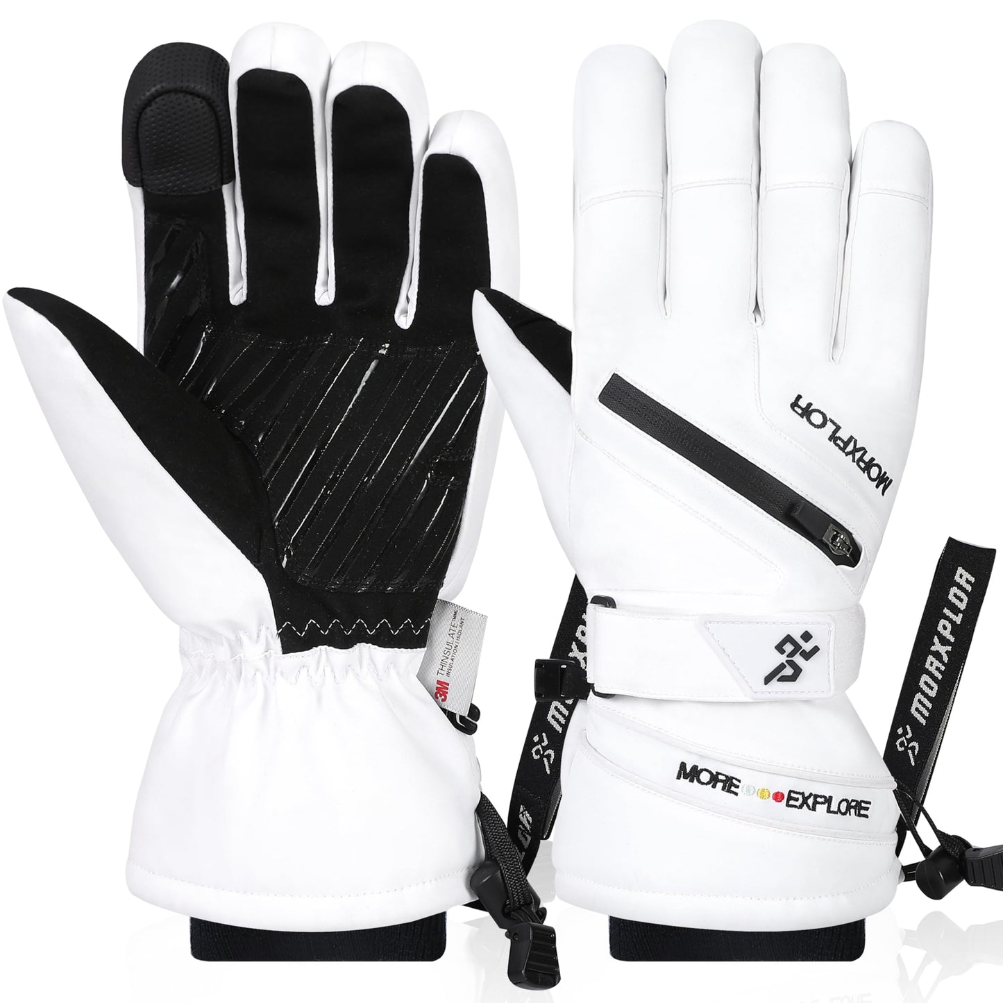 MORXPLOR Winter Ski Snow Gloves Men Women,Waterproof Windproof Touchscreen Snowboard Gloves,3M Thinsulate Insulated Warm Winter Snowmobile Gloves