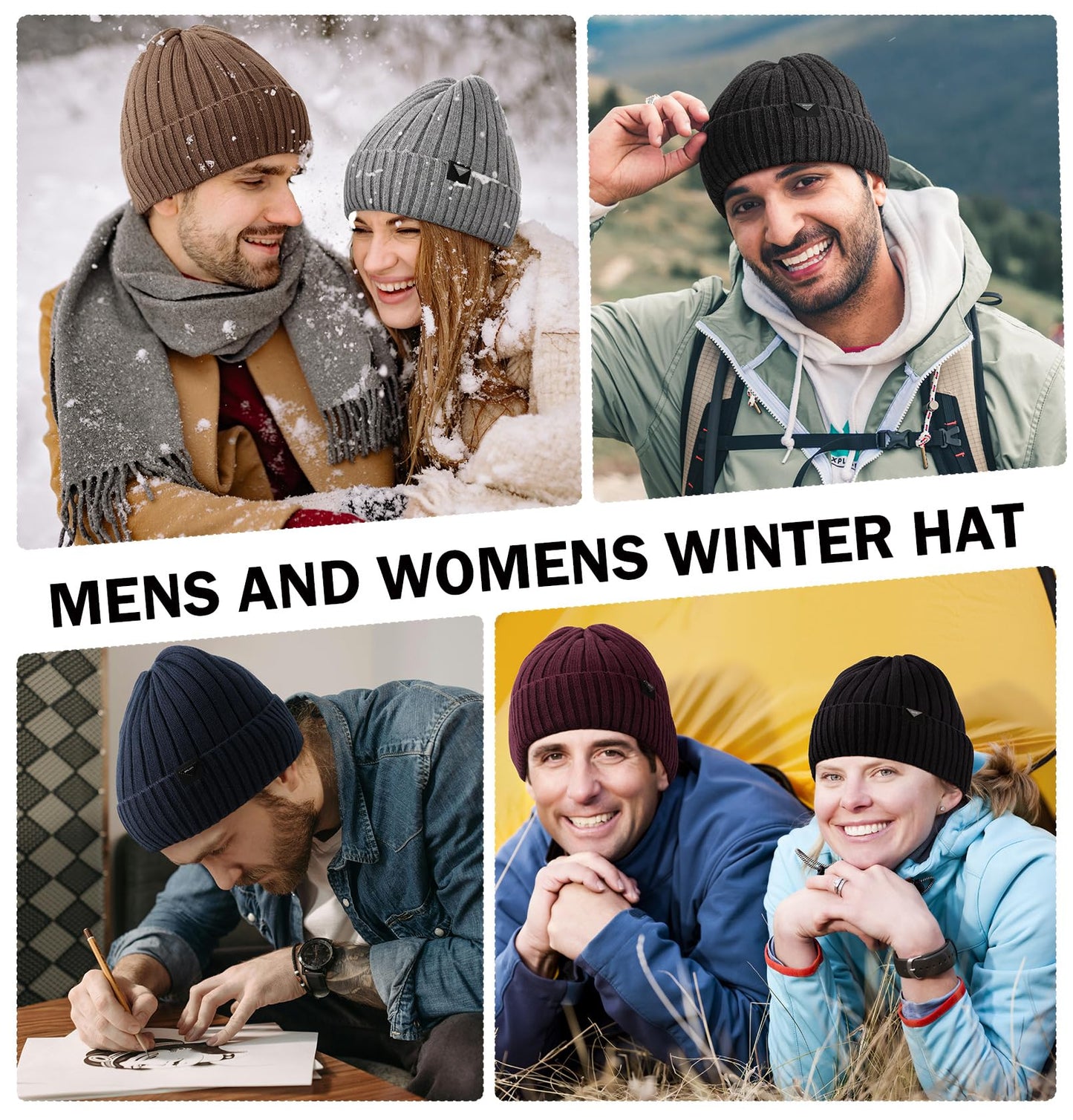 Wmcaps Winter Beanie Knitted Hats for Men Women, Fleece Lined Beanie Warm Stocking Cap Soft Warm Ski Hats Unisex (Slate Grey)