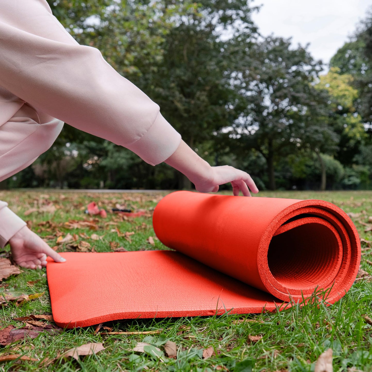 BalanceFrom All-Purpose 1-Inch Extra Thick High Density Anti-Tear Exercise Yoga Mat with Carrying Strap (Red)
