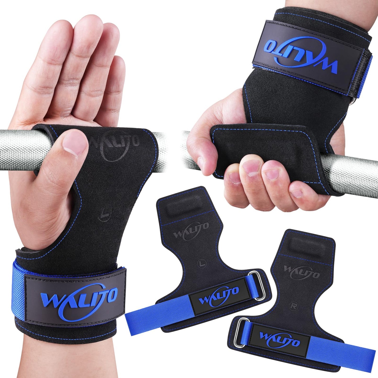 Walito Wrist Straps for Weightlifting - Double Layer Leather Lifting Straps for Gym Deadlift and Powerlifting, with Adjustable Neoprene Padded Wrist Wraps for Men/Women Weight Lifting