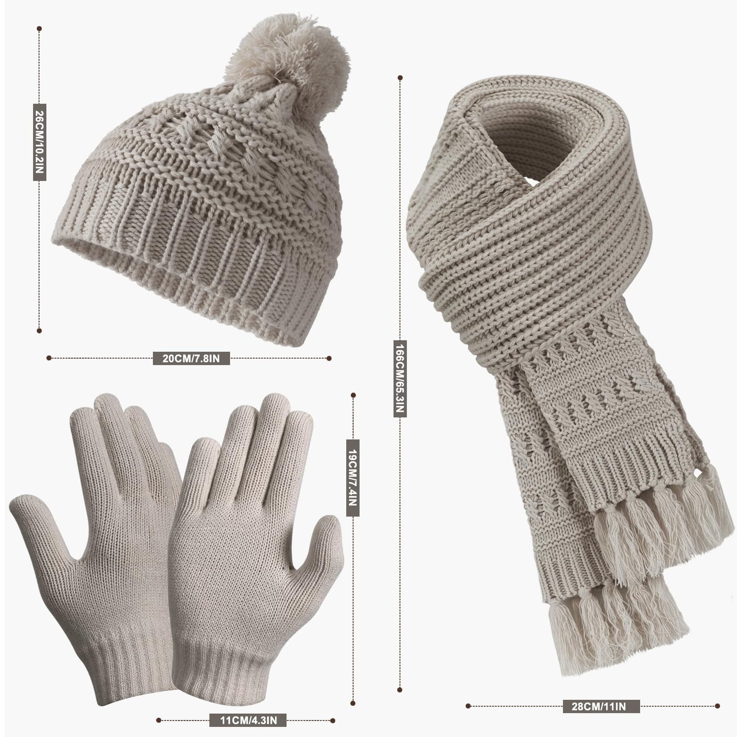 Womens Winter Scarf, Glove, Hat and Beanie Sets - Soft Knit Accessory Gift Sets for Women