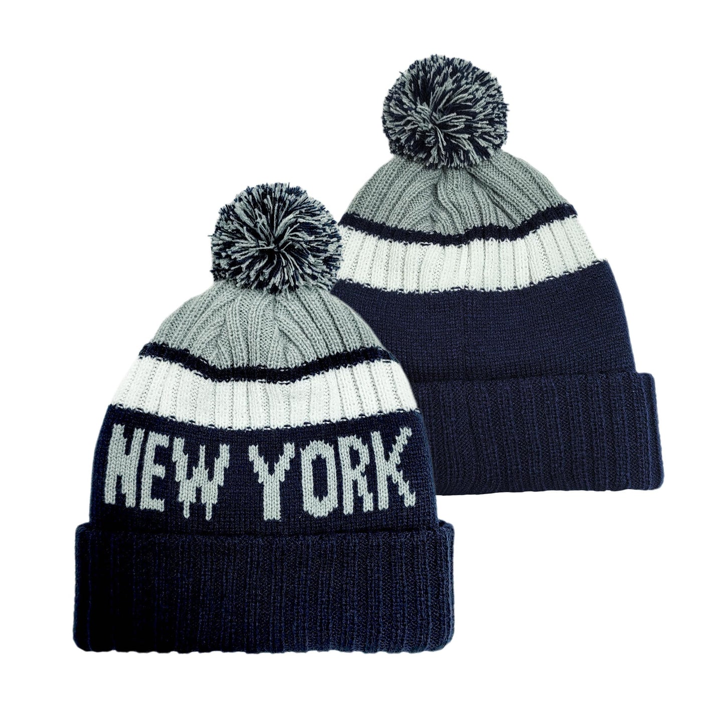 Baseball Team City Beanie Hat, Cuffed Knit Soft Headwear Hat for Women Men Youth, Sports Stylish Winter Hat, Gift for Fans Dark Blue