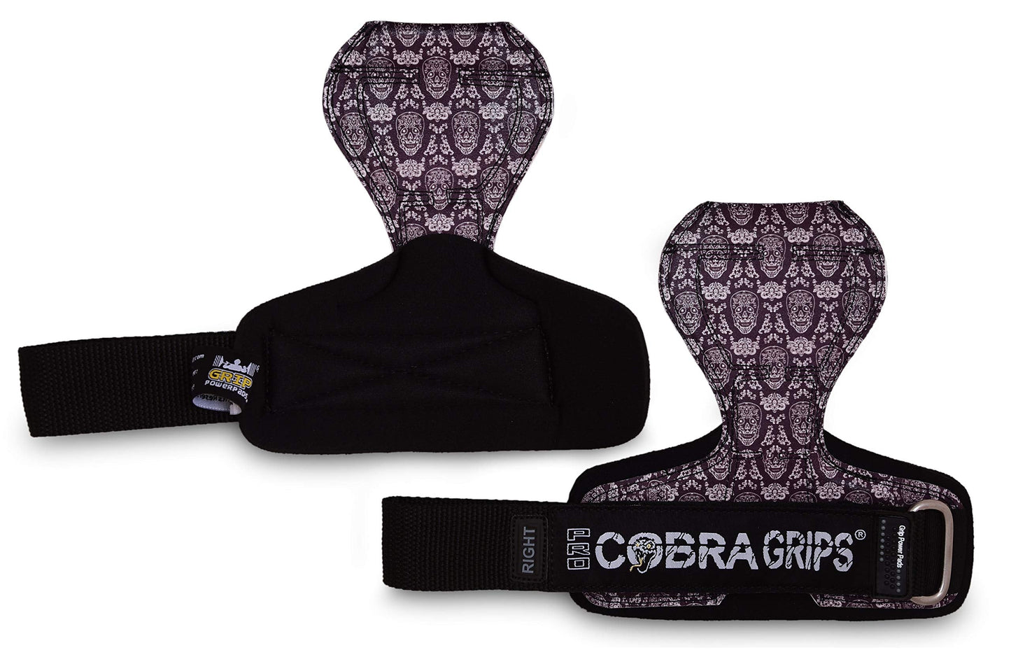Cobra Grips PRO Weight Lifting Gloves Heavy Duty Straps Alternative Power Lifting Hooks Best for Deadlifts Adjustable Neoprene Padded Wrist Wraps Support Bodybuilding (PRO Skull)