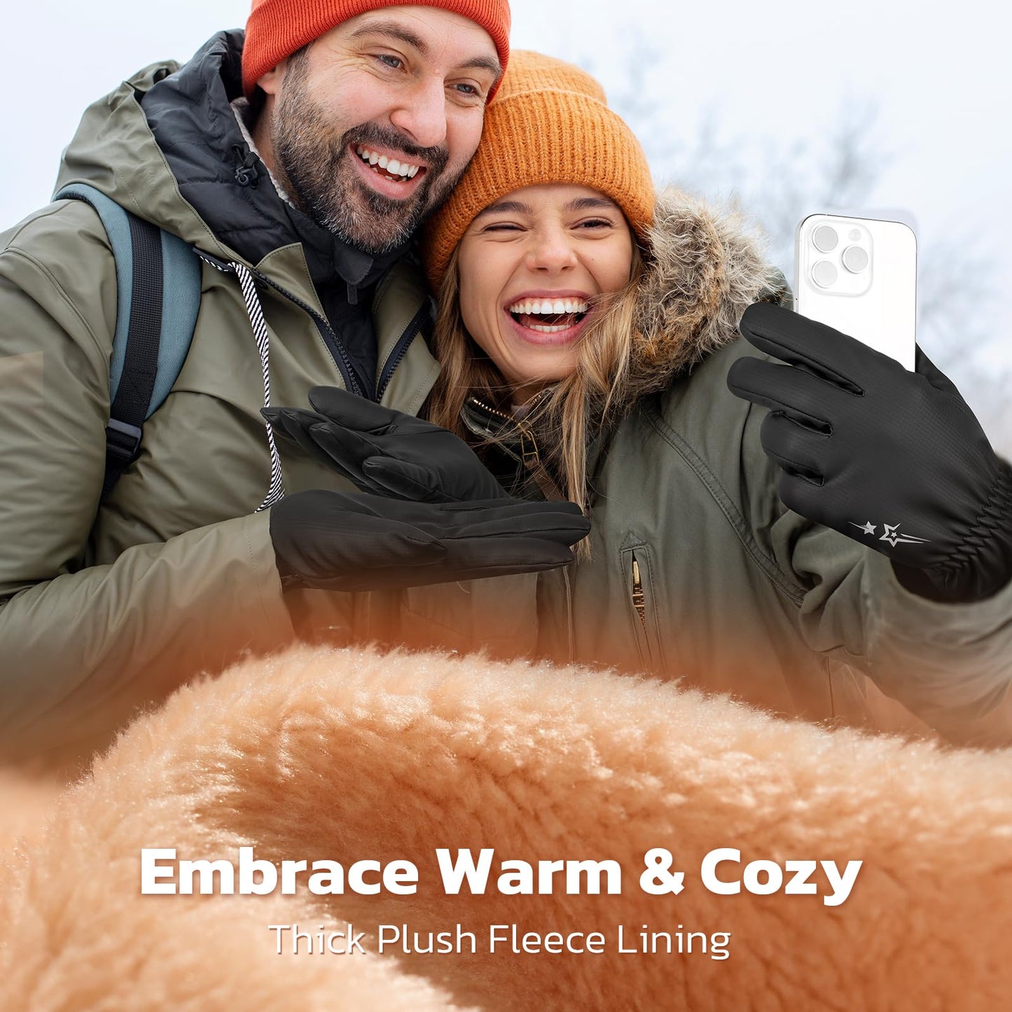 HOZMOZ Winter Gloves for Men Women Cold Weather, Full Touchscreen Gloves with Warm Plush Lining Cycling Driving Gloves