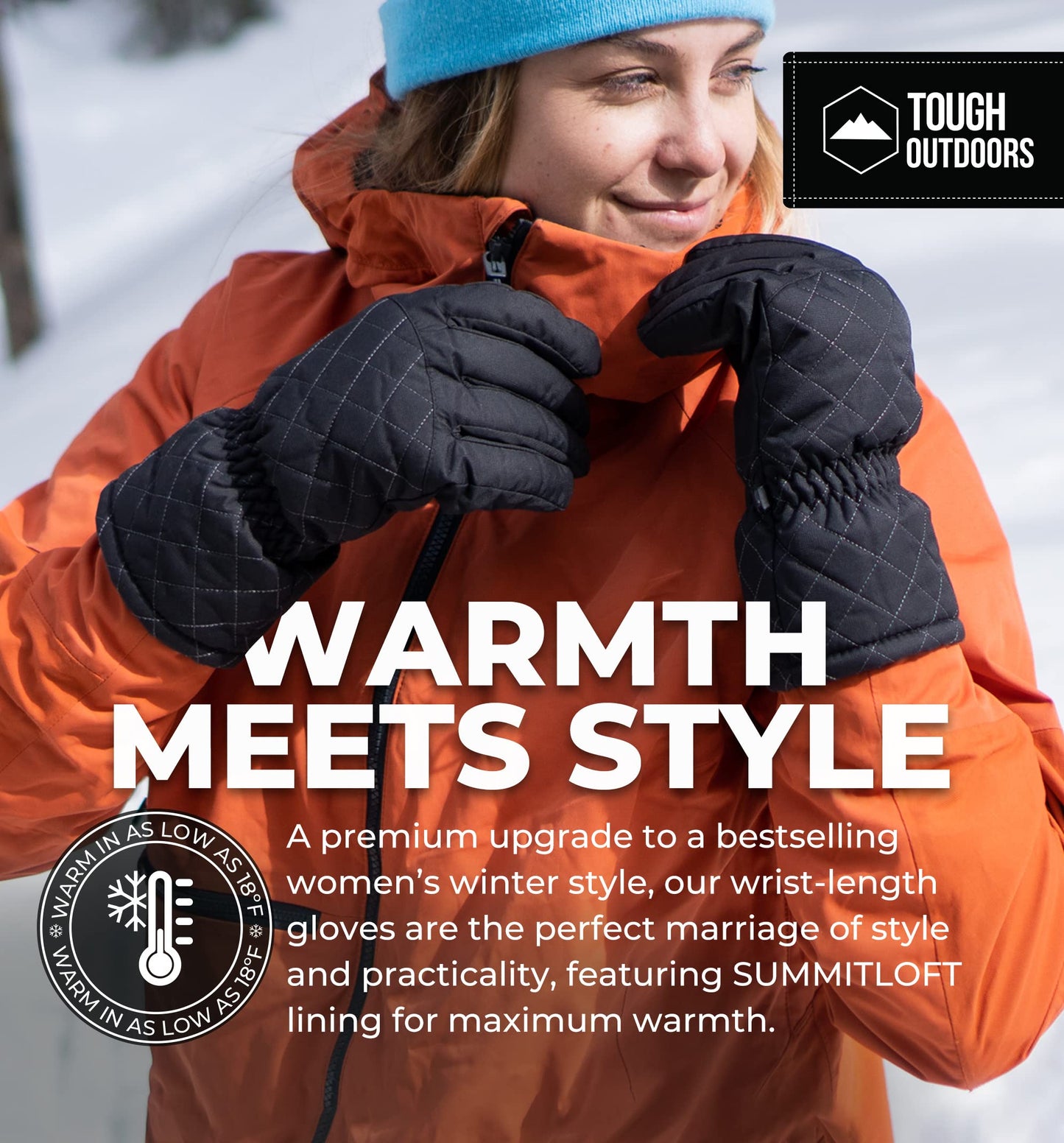 Tough Outdoors Women's Ski Gloves - Womens Snow Gloves - Winter Waterproof Snow Gloves - Adult Snow Gloves - Ladies Snowboarding Gloves
