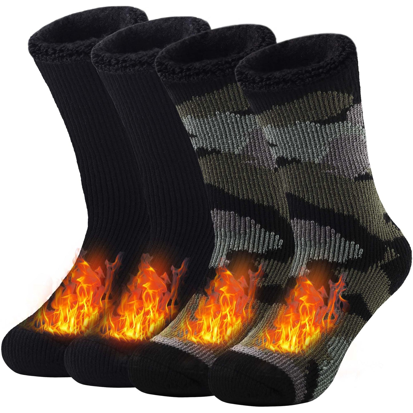 Tough Land 2 Pairs of Thermal Socks for Men Heat Trapping Warm Winter Socks