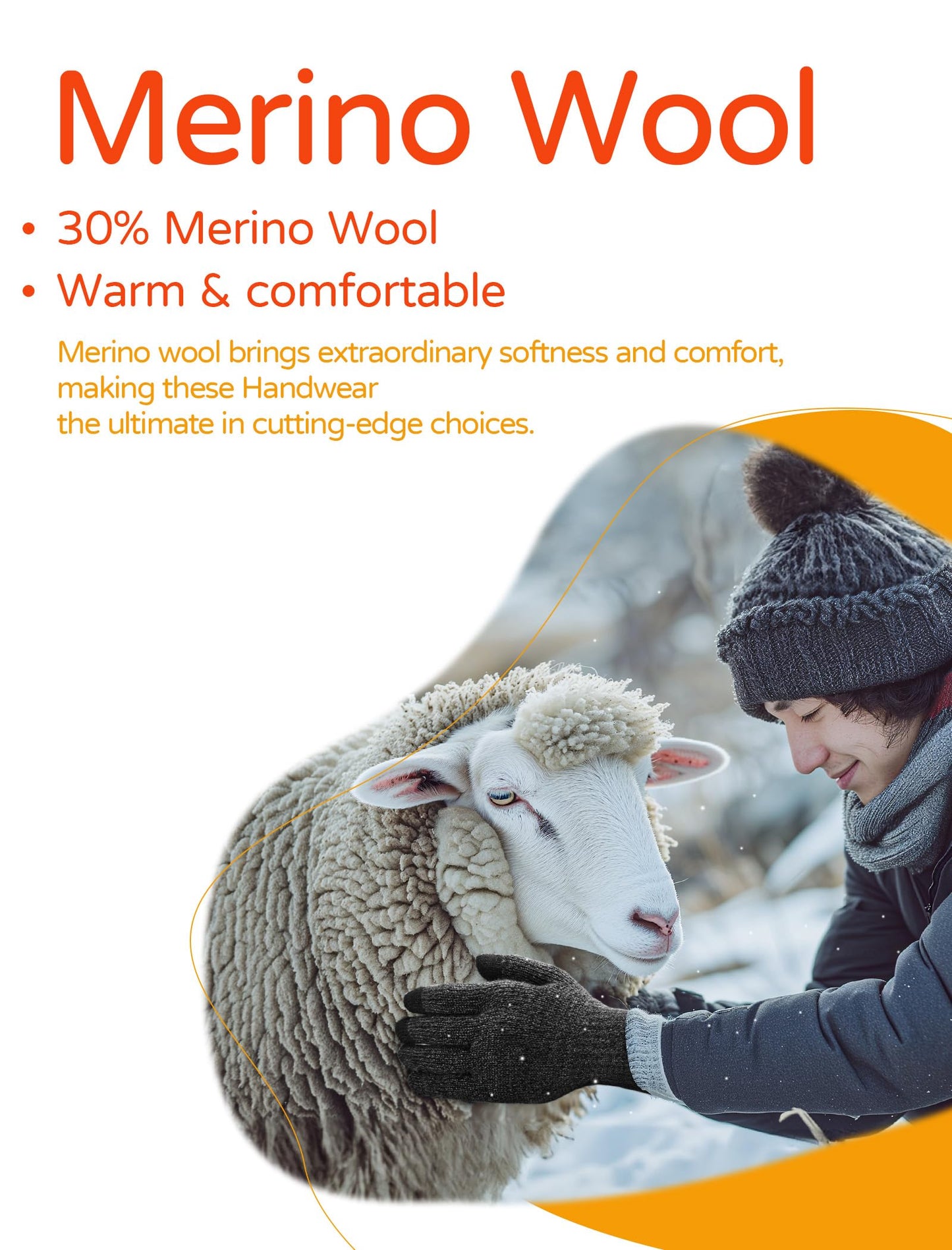 SONORAN Merino Wool Gloves for Men & Women, Touch Screen Liner Gloves Base Layer Warm Gloves with Thermal Soft Knit Lining Glove for Driving Running Hiking S/M (Black Gray)