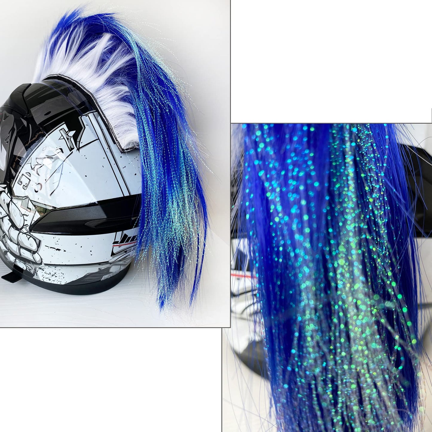 HHongJM Cute Mohawk for Helmet Synthetic Wigs Hair Helmet Mohawk Helmet Decoration Hawk for Motorcycle Bicycle Snowboarding Skiing Biking Cycling Helmets Reusable Hawk Blue (Helmet Not Included)