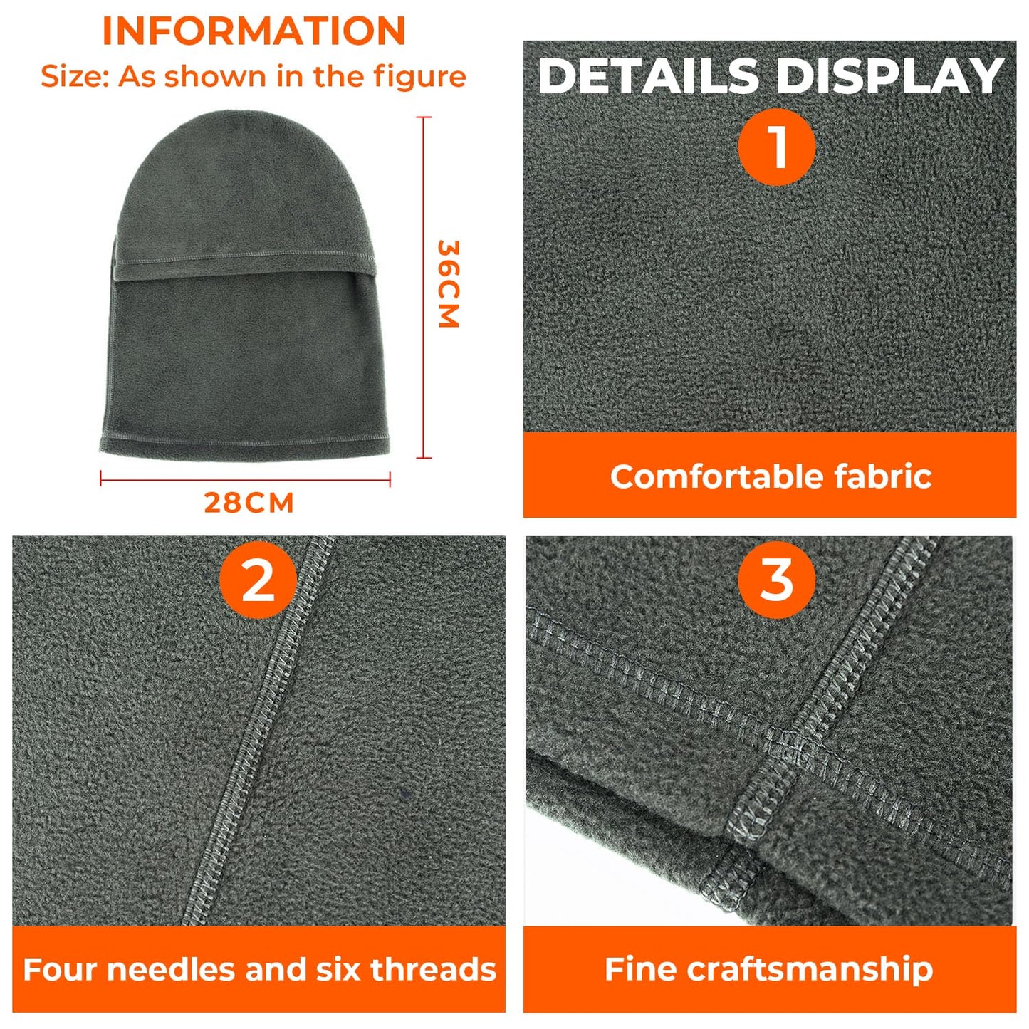 Black Ski Mask for Men Fleece Balaclava Women Winter Thermal Skin-Friendly Soft Face Cover for Outdoor Activities Work