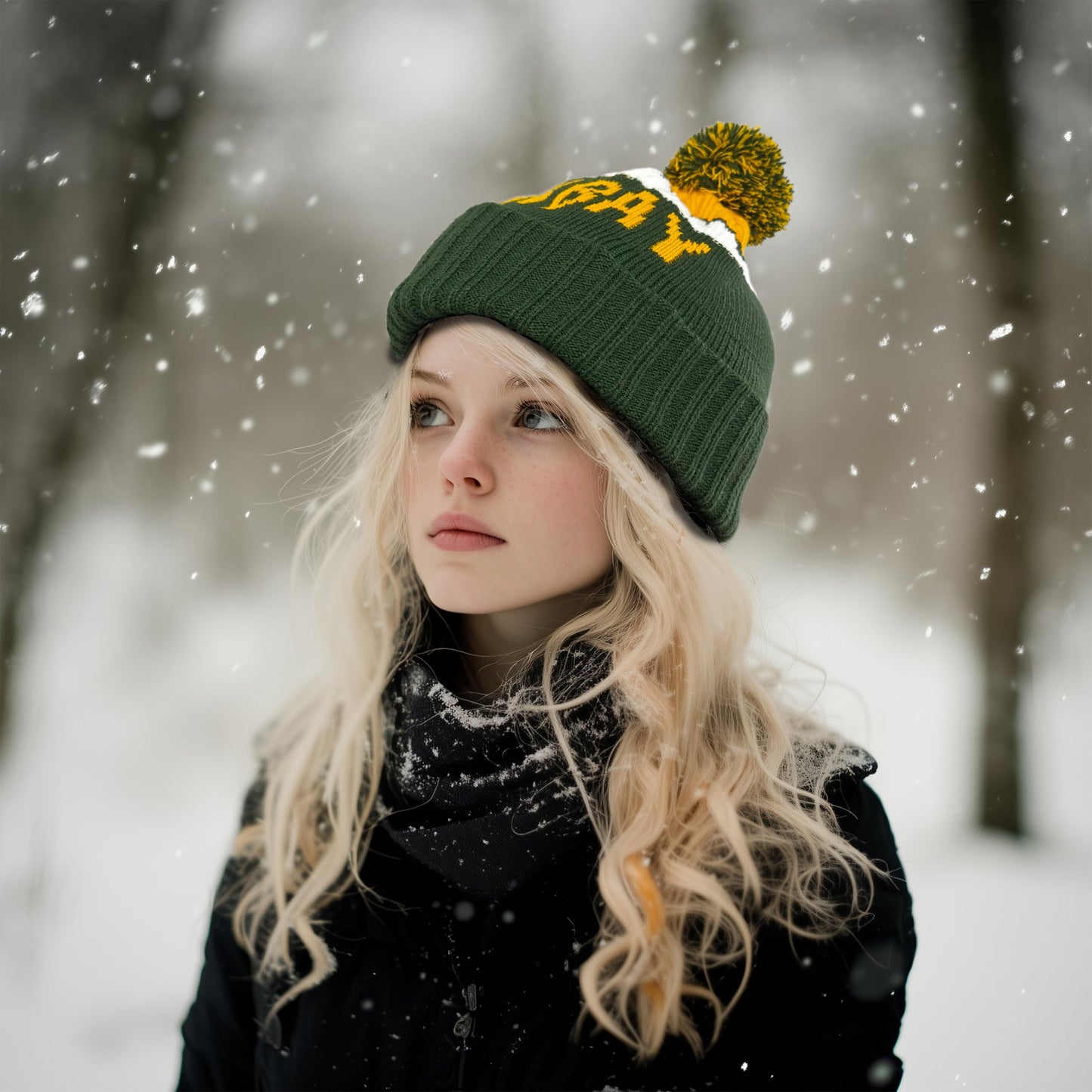 Ofxxu Football Team City Beanie 2024 Fashion Knit Sideline Pom-Pom Hat Soft Headwear Color Cuffed Knit Warm Hat Winter Hat Sport Fans Gift