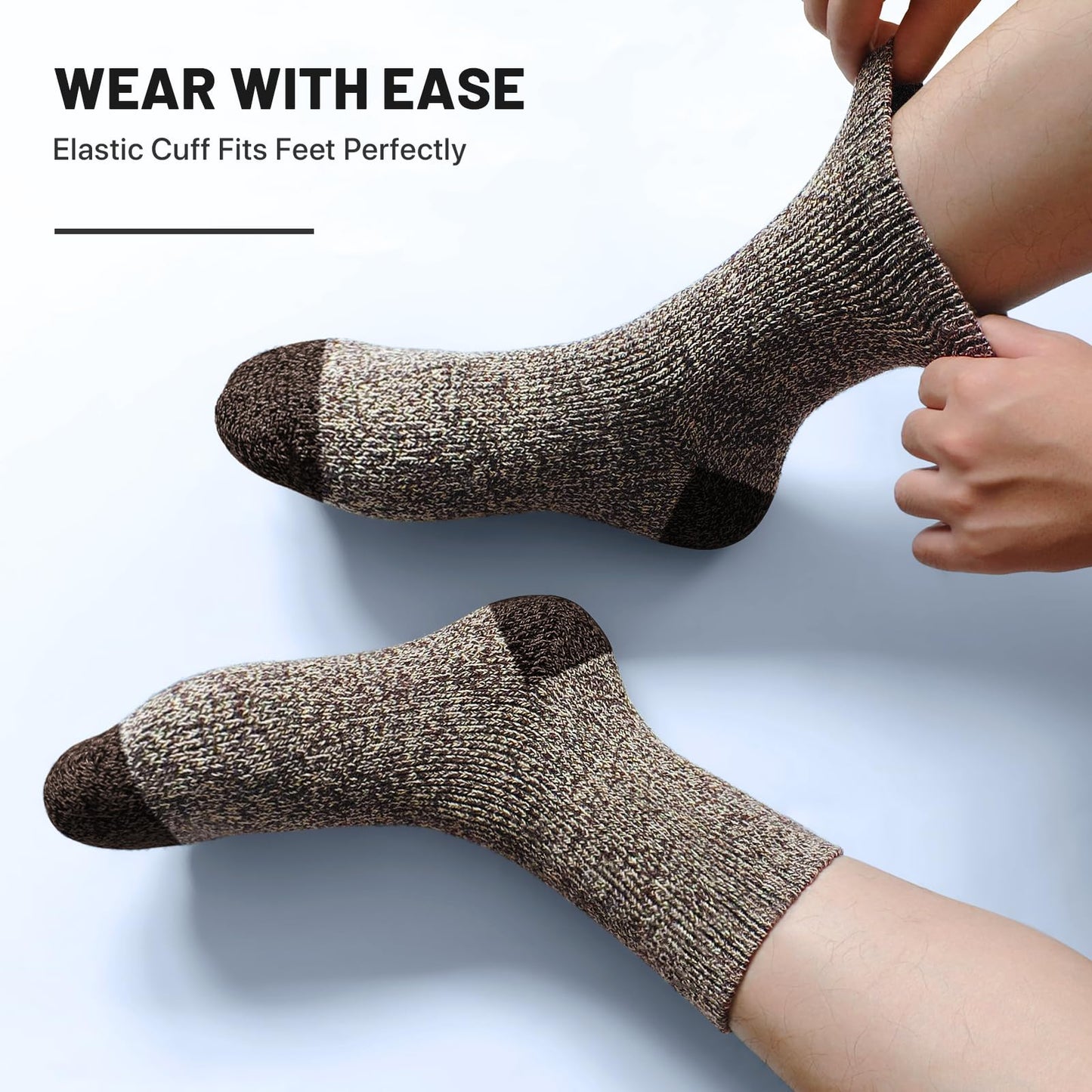 SIMIYA 5 Pairs Merino Wool Socks Mens, Super Thick Mens Hiking Socks Thermal Wool Socks for Cold Weather