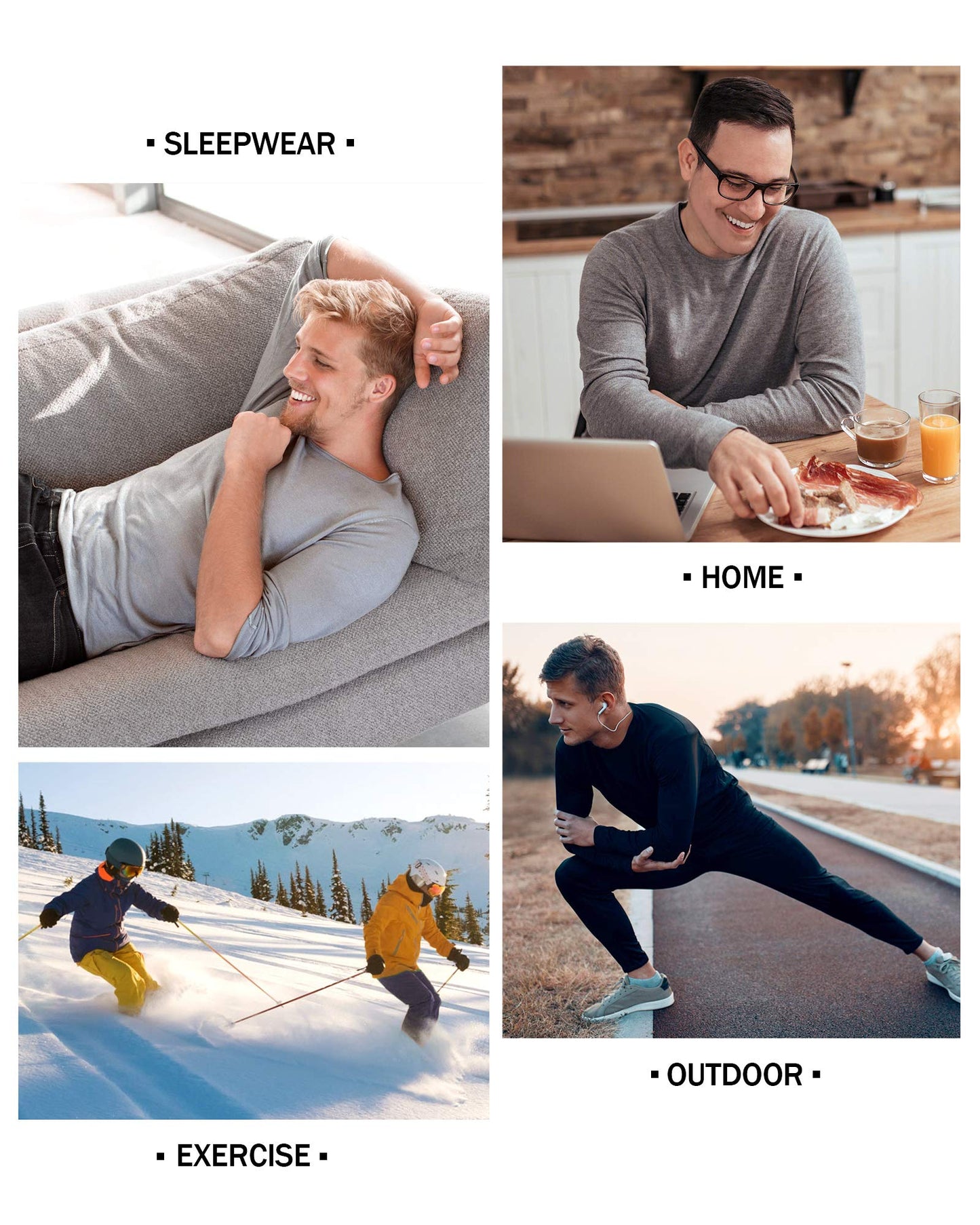 Roadbox Thermal Underwear for Men: Fleece Lined Long Johns Base Layer, Extreme Cold Weather Winter Ski Thermals Top and Bottom Set Black