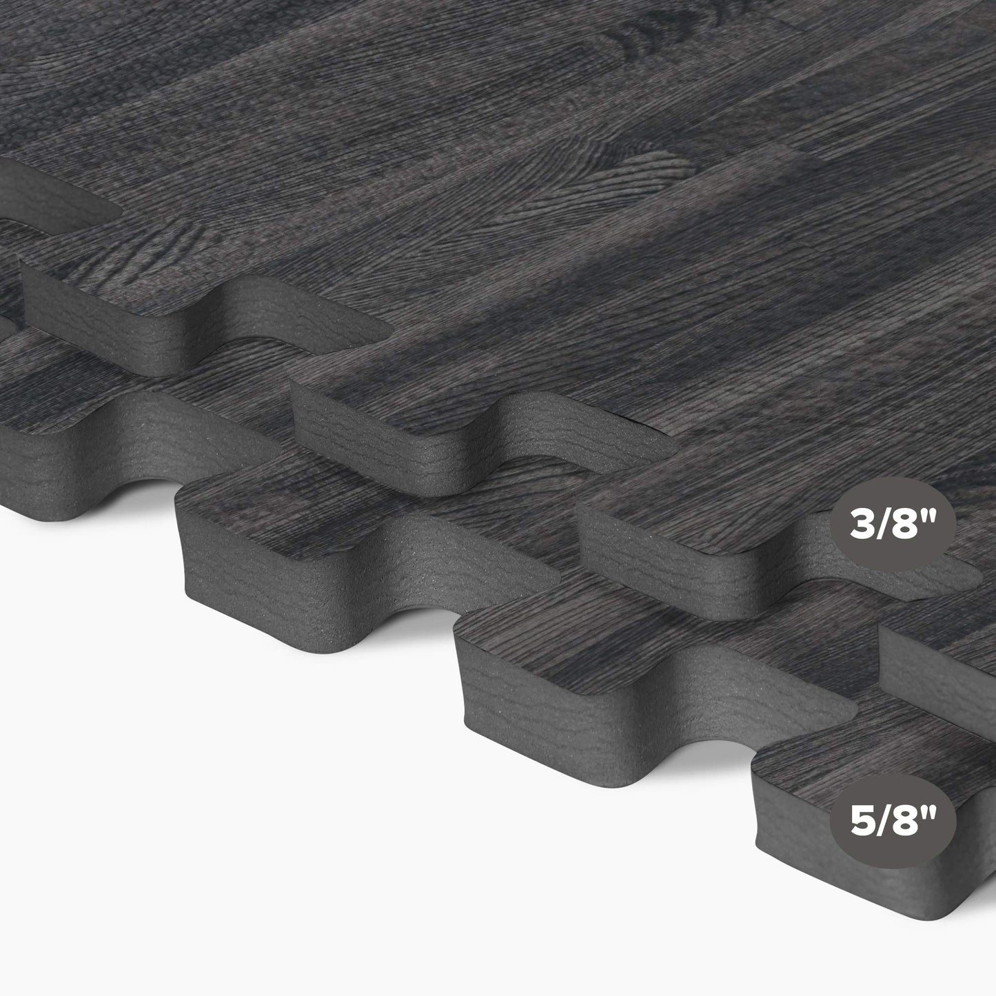 Forest Floor 3/8 Inch Thick Printed Foam Tiles, Premium Wood Grain Interlocking Foam Floor Mats, Anti-Fatigue Flooring – Stylish Flooring Solution, Carbon, 24 Sq Ft