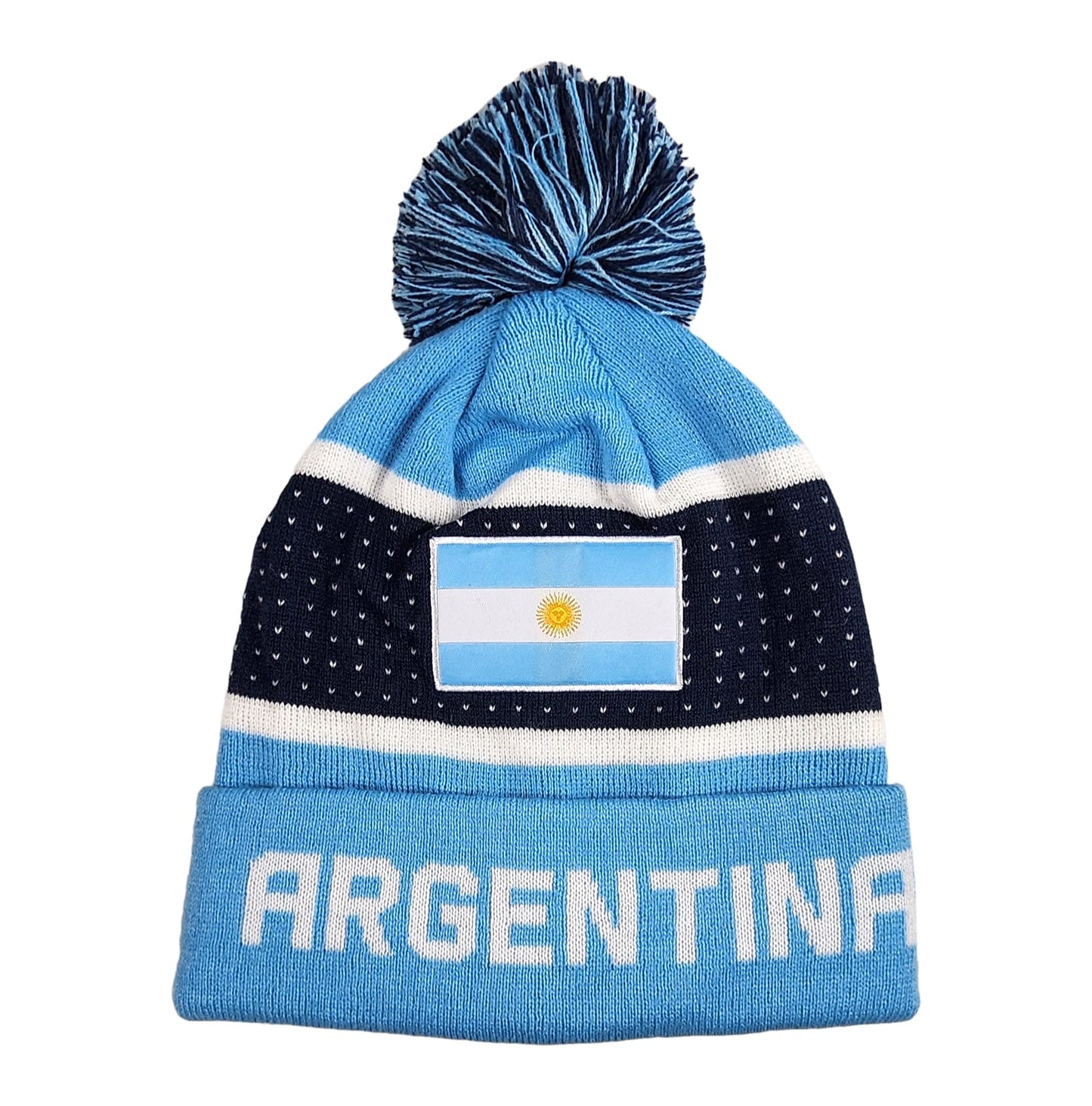 Icon Sports Argentina Country Beanie - Pegged Unisex Pom Beanie… Blue