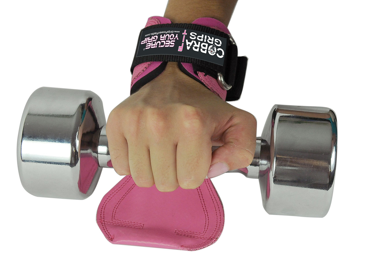 Cobra Grips PRO Weight Lifting Gloves Heavy Duty Straps Alternative to Power Lifting Hooks for Deadlifts with Built in Adjustable Neoprene Padded Wrist Wrap Support Bodybuilding (FIT Pink Rubber)