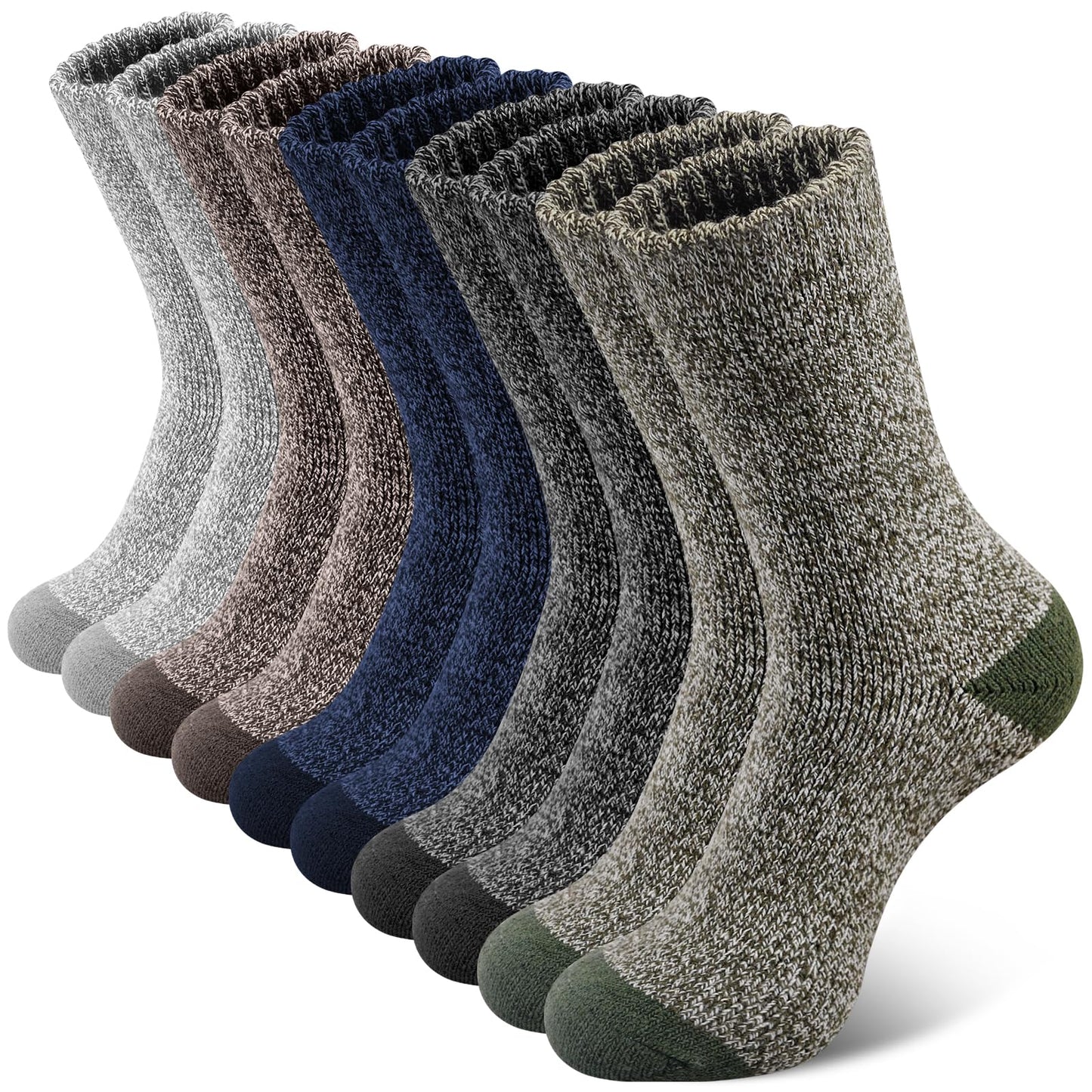 SIMIYA 5 Pairs Merino Wool Socks Mens, Super Thick Mens Hiking Socks Thermal Wool Socks for Cold Weather
