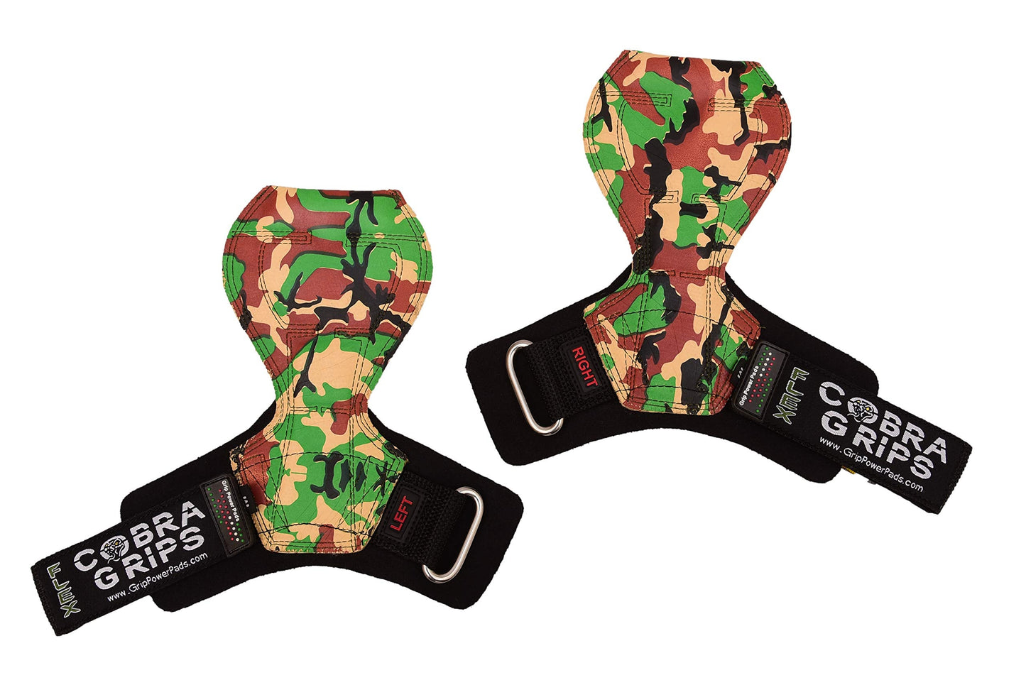 2018 Cobra Grips Flex Model Weight Lifting Gloves Heavy Duty Straps Alternative Power Lifting Hooks Best for Deadlifts with Padded Wrist Wrap Support Bodybuilding (Small, Green Camo)