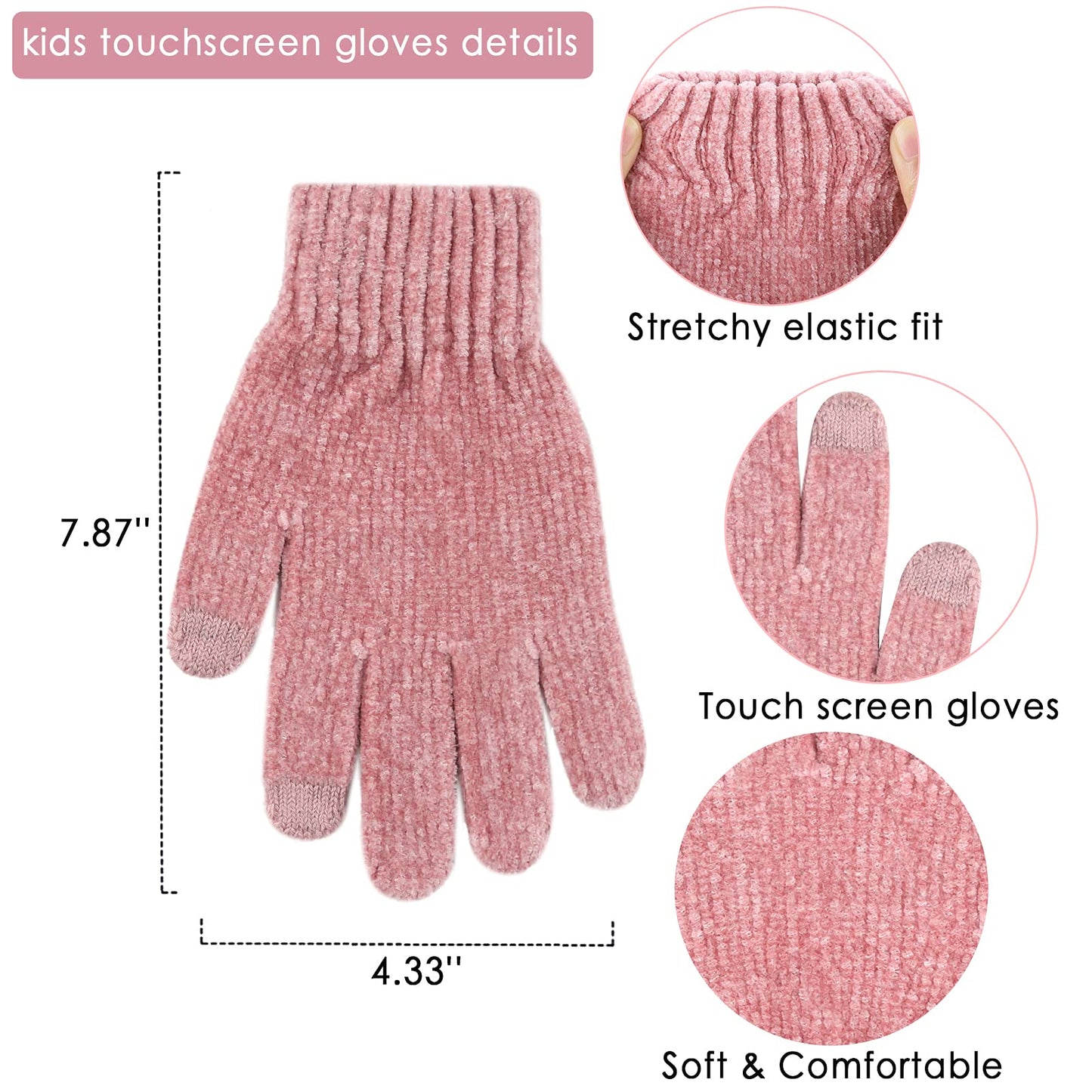 Toddler Boys Girls Winter Warm Knit Beanie Hat Neck Scarf Touchscreen Gloves with Fleece Lined Cap for 3-10 Year Kid Gifts