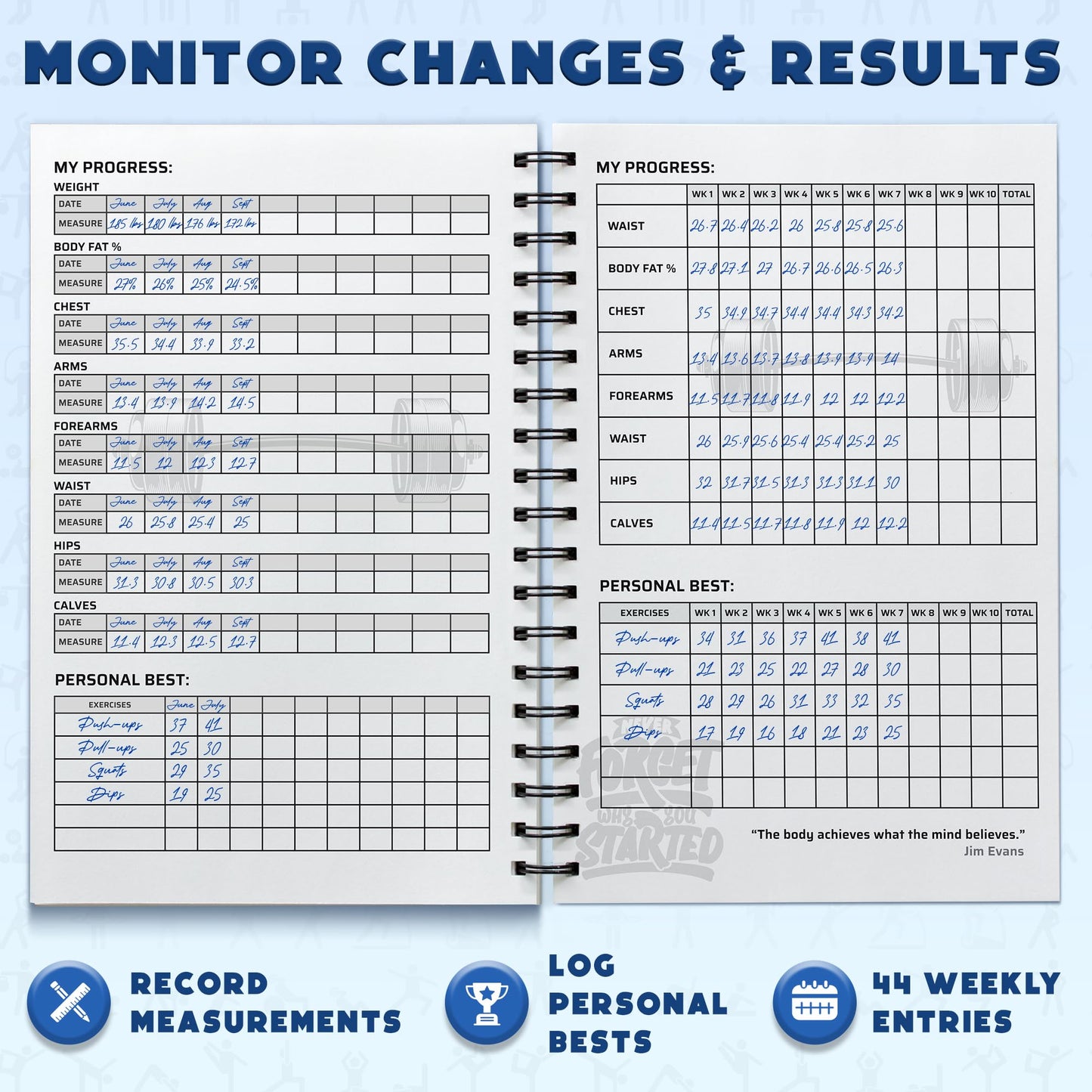 Workout Log Gym Workout Planner for Daily Fitness Tracking & Goals Setting - 4 Pack, A5 Size, 6” x 8”, Charcoal Gray - Men & Women Home & Gym Training Diary - Log Book Journal