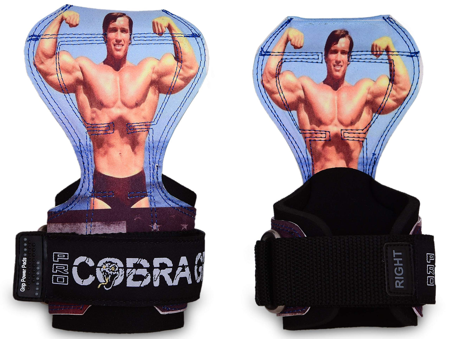 Cobra Grips PRO Weight Lifting Gloves Heavy Duty Straps Alternative Power Lifting Hooks Best For Deadlifts Adjustable Neoprene Padded Wrist Wraps Support Bodybuilding (PRO Arnold Leather)