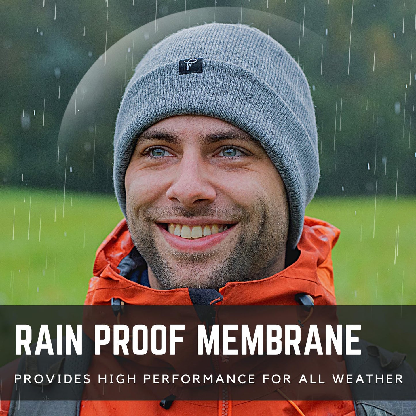 TOP-EX Men's & Women's Winter Beanie Waterproof, Fleece Lined Knit Cap Big Heads – Durable Water-Proof Hat for All-Weather Warm Rain, Gray Small Medium
