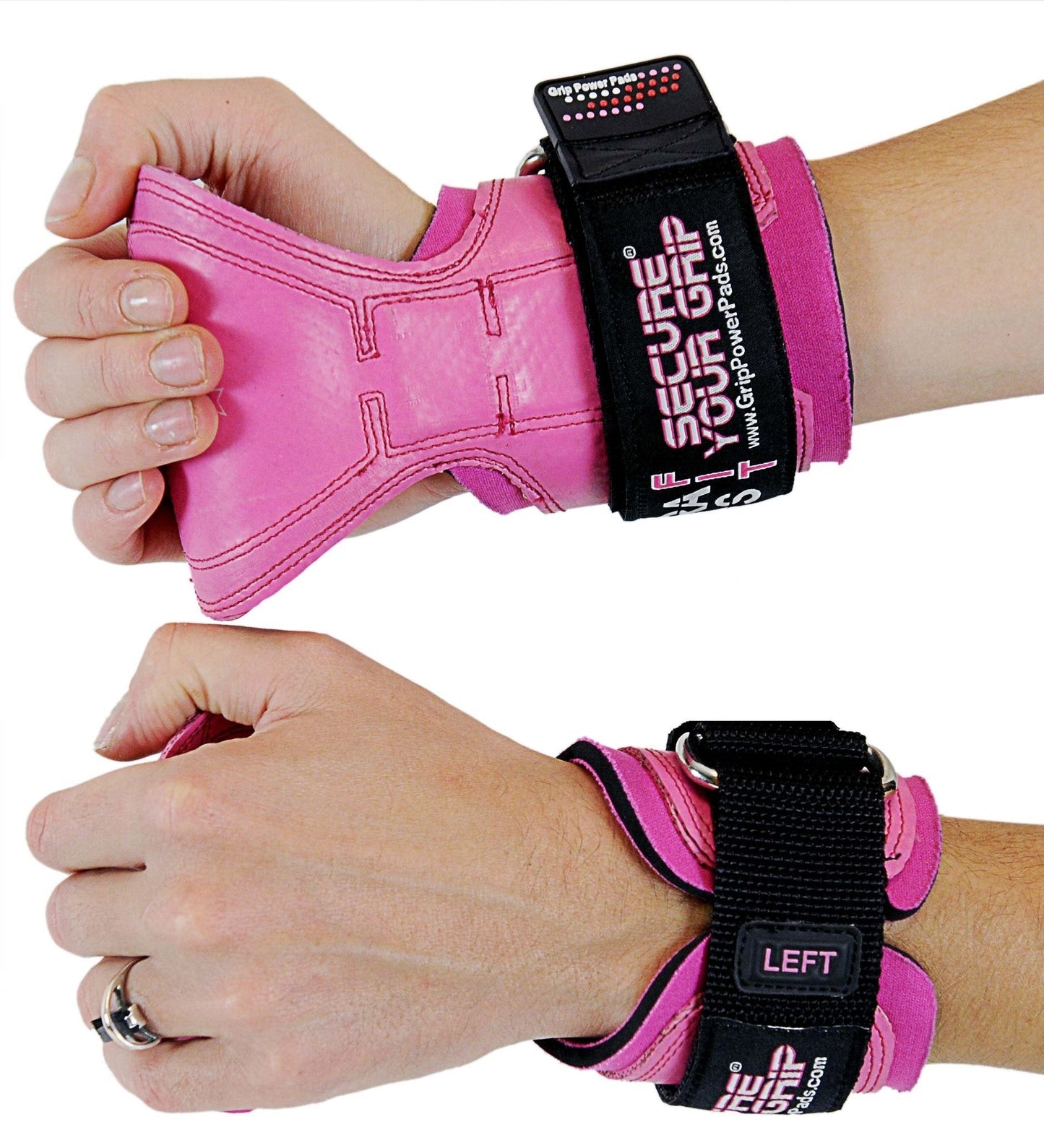 Cobra Grips PRO Weight Lifting Gloves Heavy Duty Straps Alternative to Power Lifting Hooks for Deadlifts with Built in Adjustable Neoprene Padded Wrist Wrap Support Bodybuilding (FIT Pink Rubber)