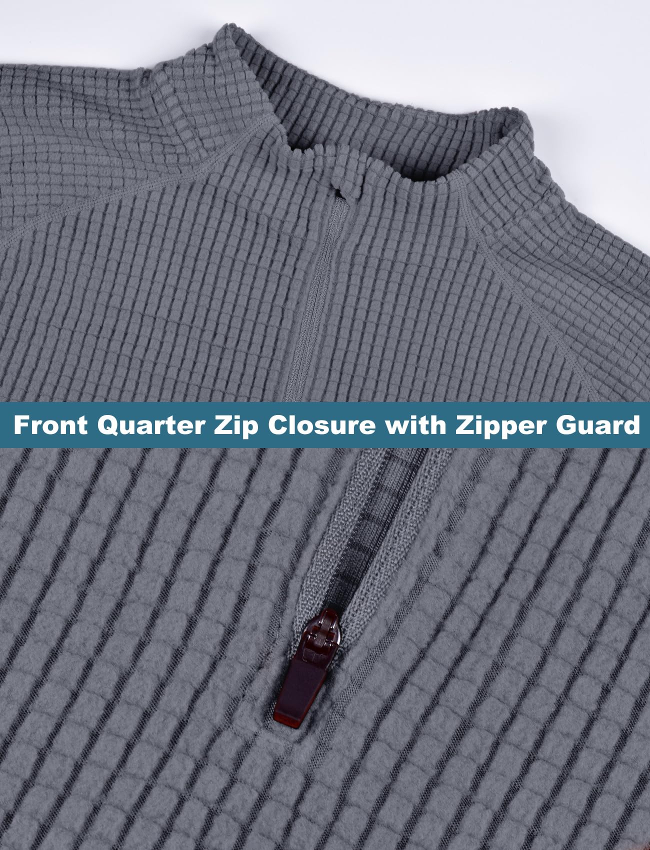 Quarter Zip Men Athletic Long Sleeve Shirt(Grey,L)