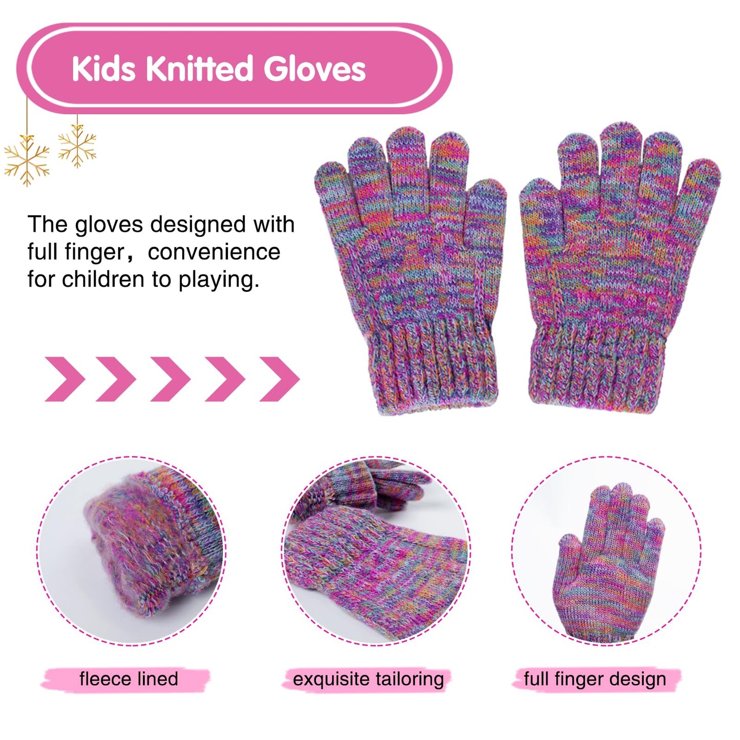 3 Pcs Kids Winter Hat Gloves Scarf Set, Toddler Knitted Beanie Hat Neck Warmer Mittens Fleece Lined Set for Boys and Girls (Grey Mix, 2-8 Years)