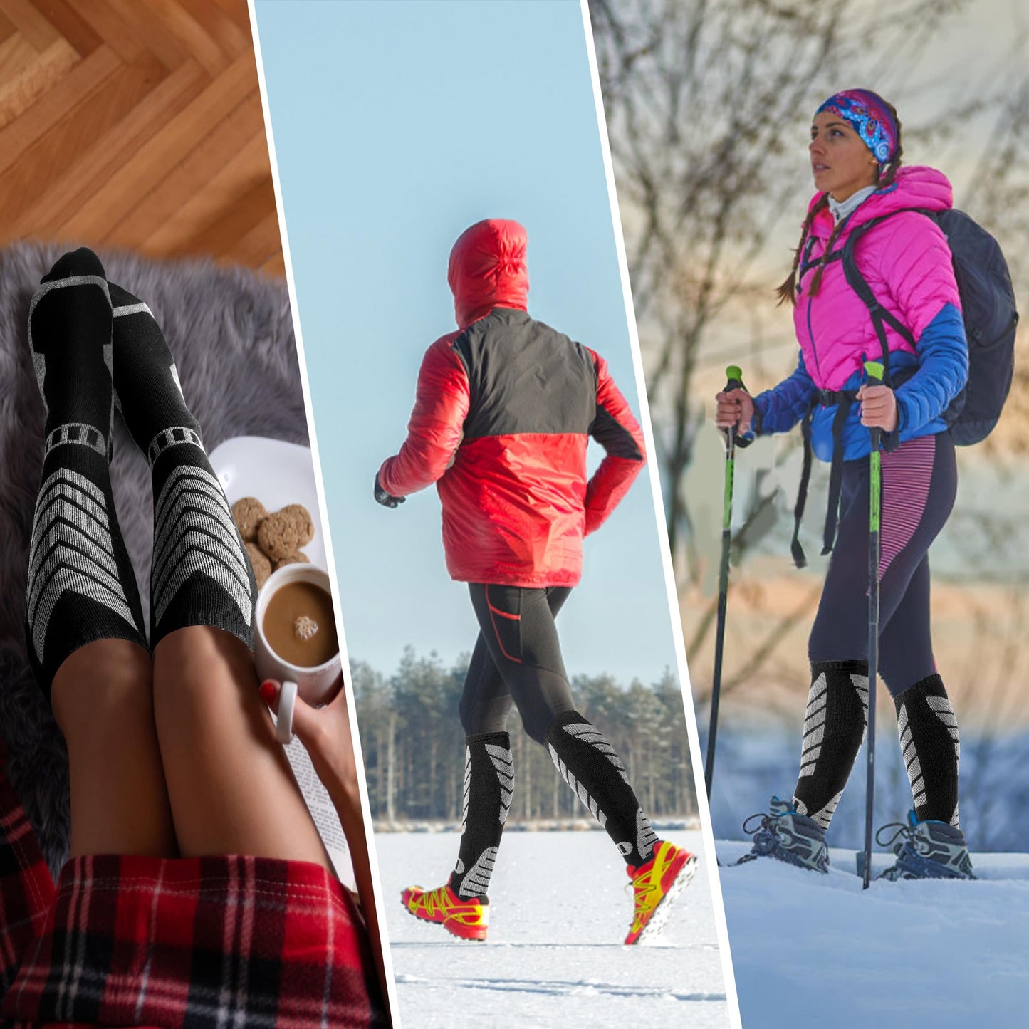 wanchel Merino Wool Ski Socks - 2 Pairs Knee High Skiing Socks, Winter Warm Snowboard Thermal Socks