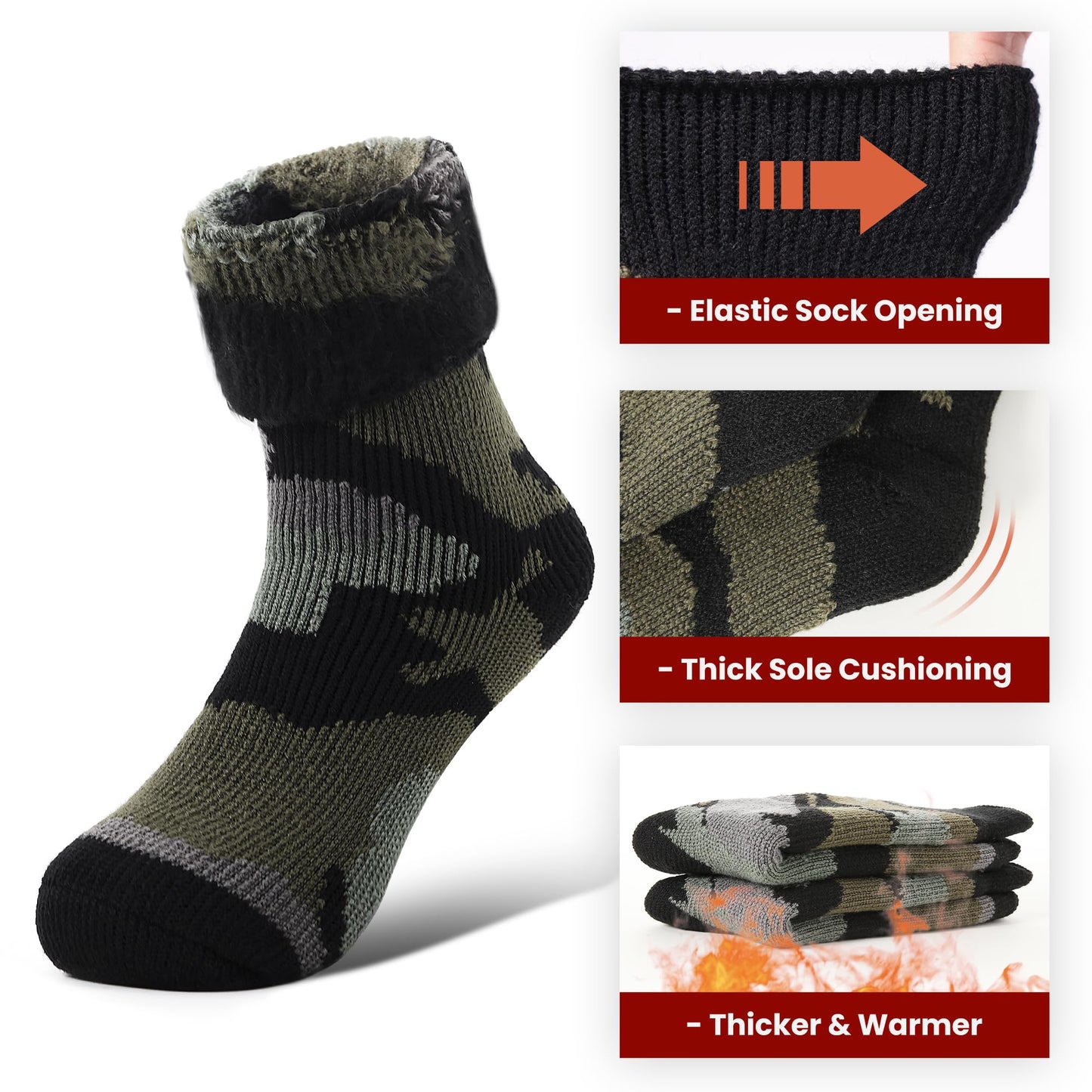 Tough Land 2 Pairs of Thermal Socks for Men Heat Trapping Warm Winter Socks