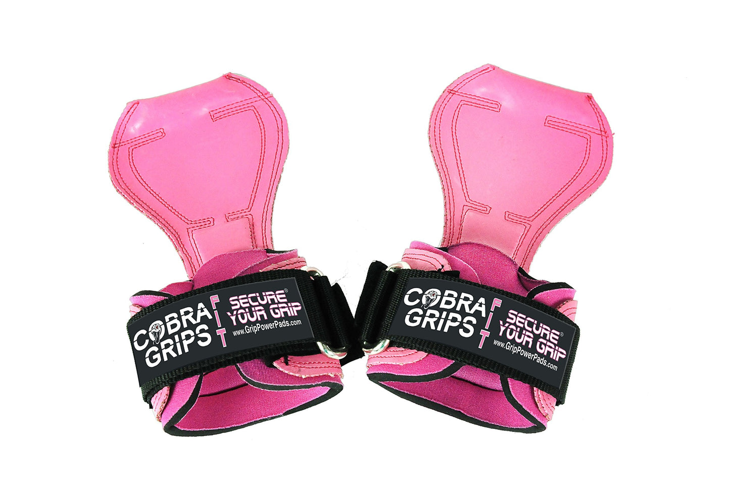 Cobra Grips PRO Weight Lifting Gloves Heavy Duty Straps Alternative to Power Lifting Hooks for Deadlifts with Built in Adjustable Neoprene Padded Wrist Wrap Support Bodybuilding (FIT Pink Rubber)