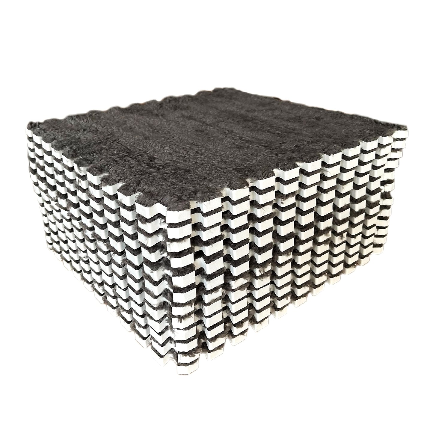 easycustomerlee 12pcs Tiled Puzzle Play Mats Interlocking Shaggy Soft EVA Foam Mats Protective Floor for Children Kids Room Home Parlor Bedroom(Gray)